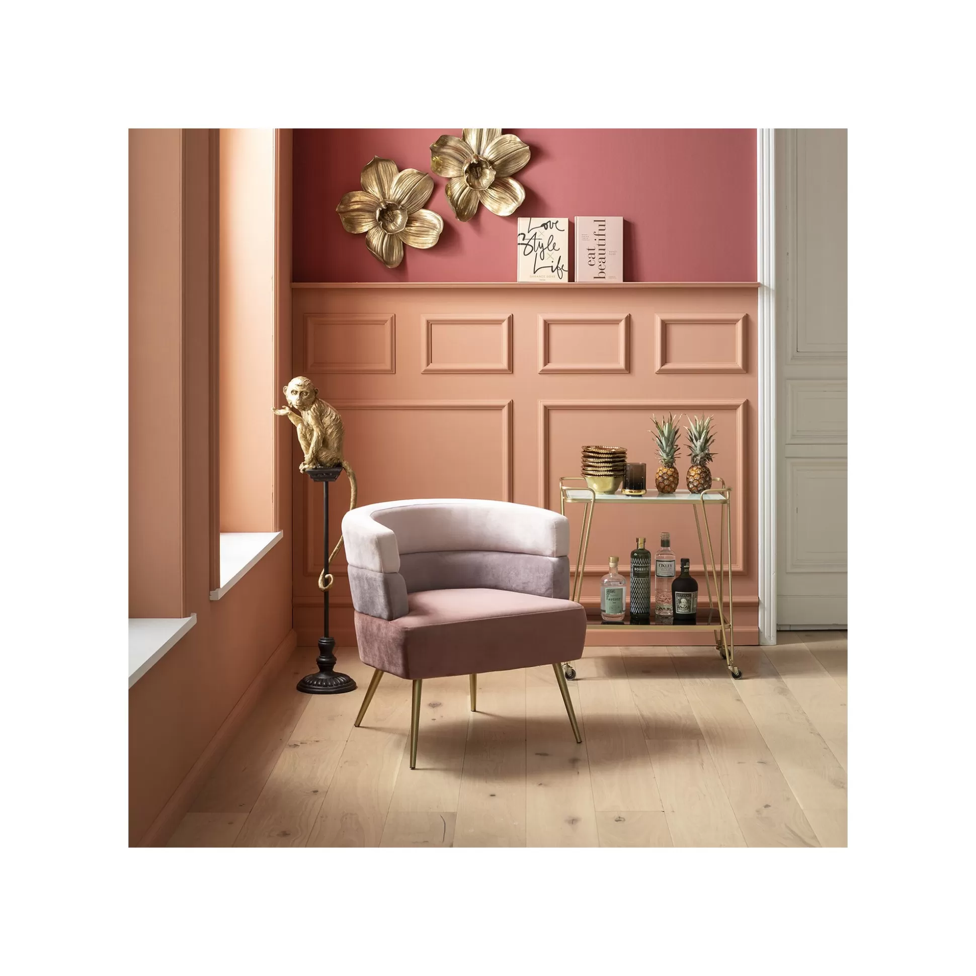 Fauteuil Sandwich Velours Rose ^KARE Design Cheap