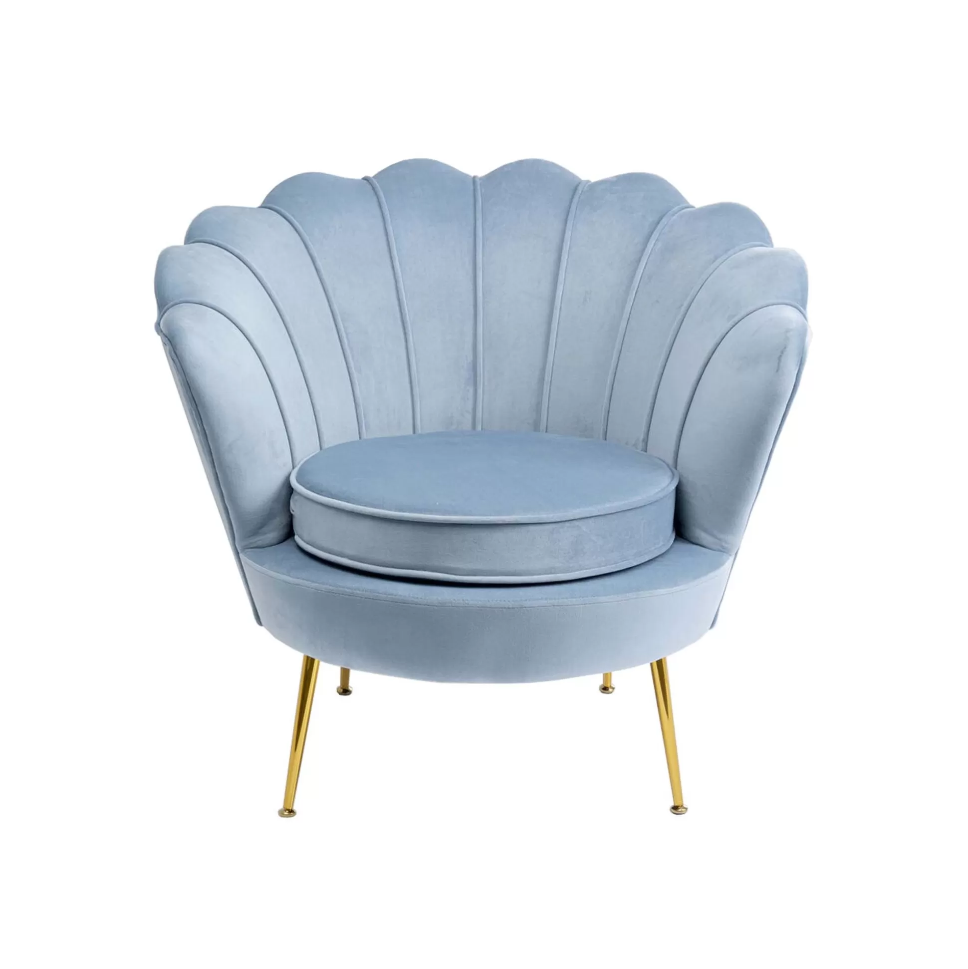 Fauteuil Water Lily Velours Bleu Et Acier Doré ^KARE Design Discount