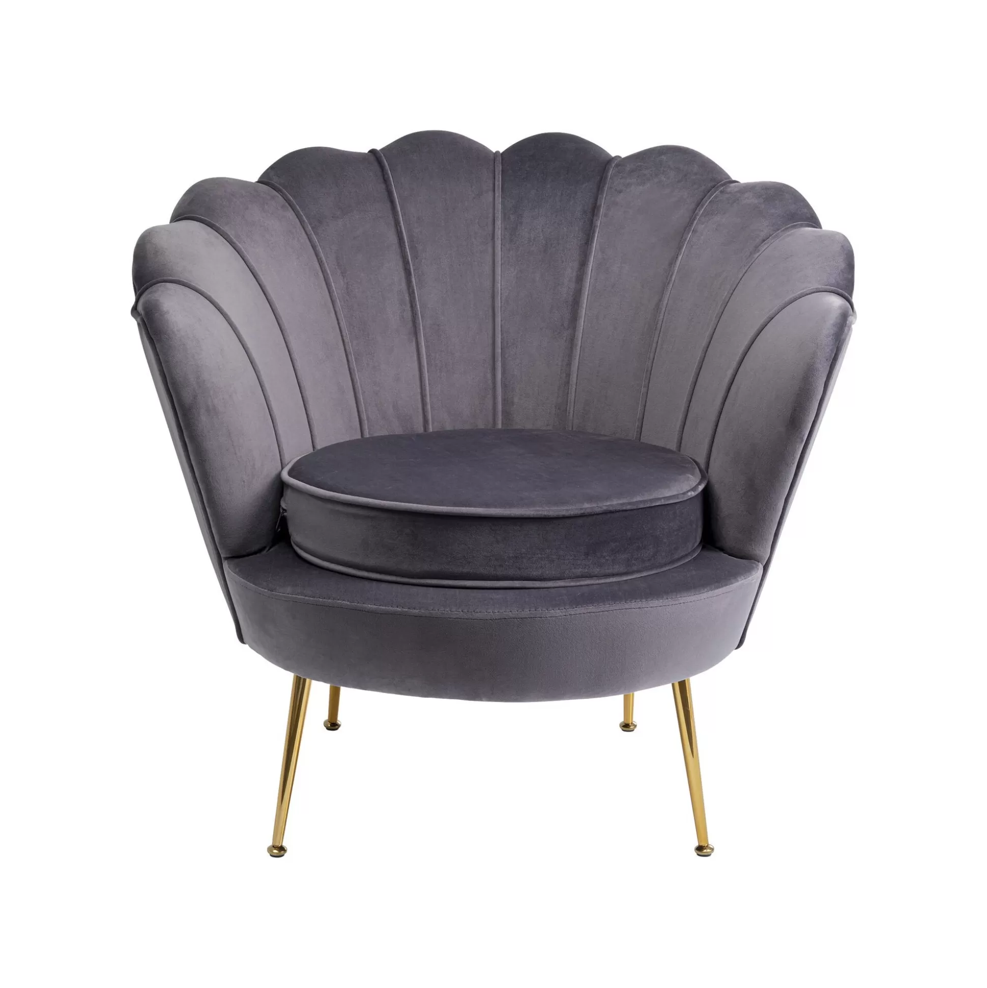 Fauteuil Water Lily Velours Gris Et Acier Doré ^KARE Design Store