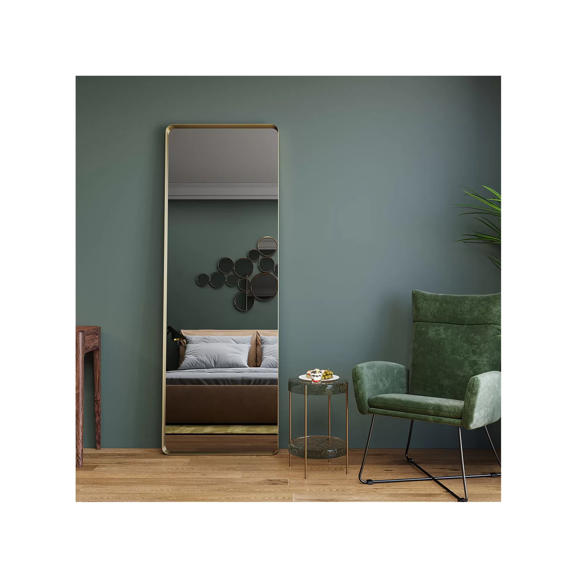 Miroir Curve Rectangulaire Cuivre 200x70cm ^KARE Design Online