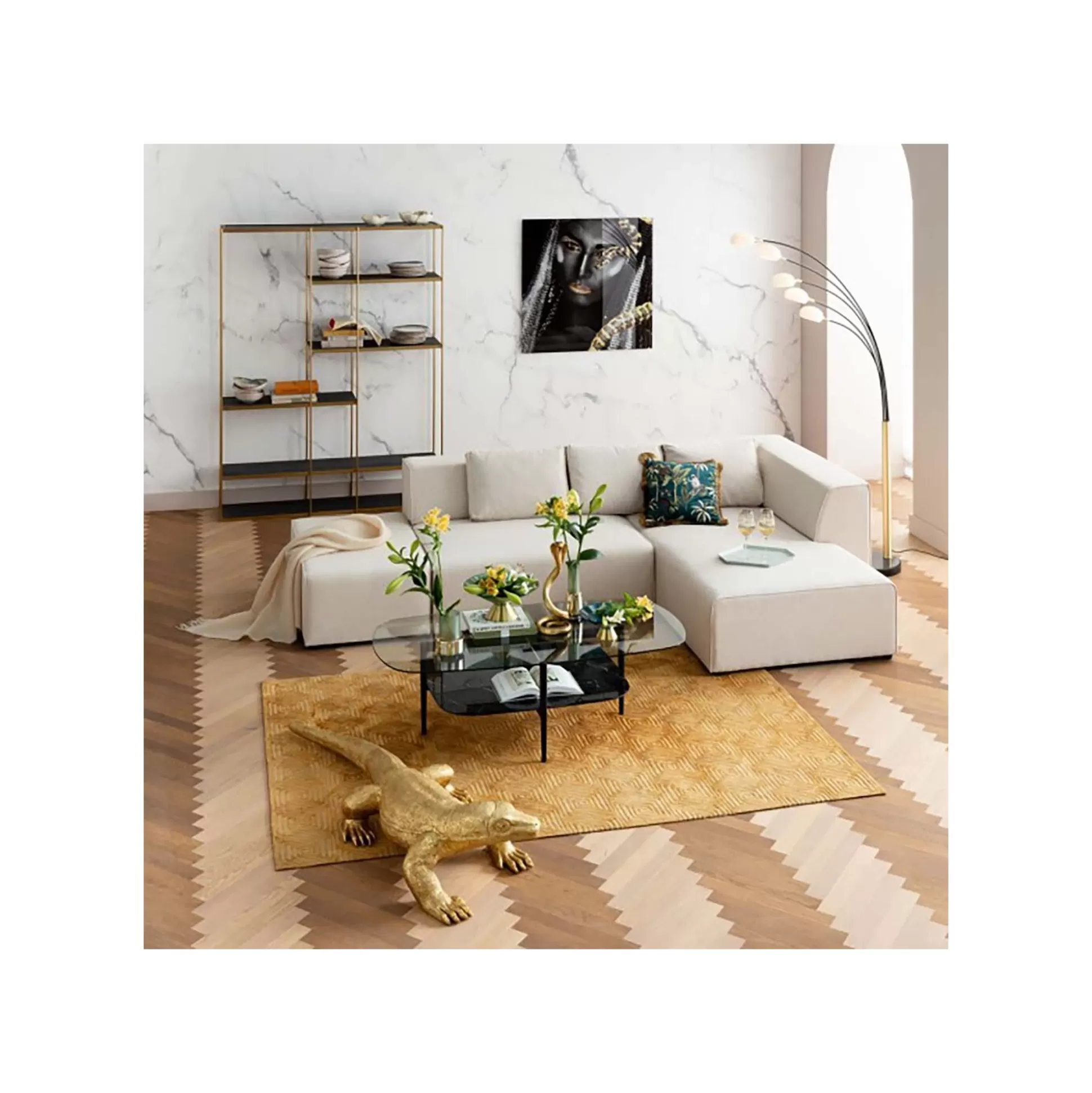 Méridienne Droite D'angle Canapé Infinity Crème ^KARE Design Outlet