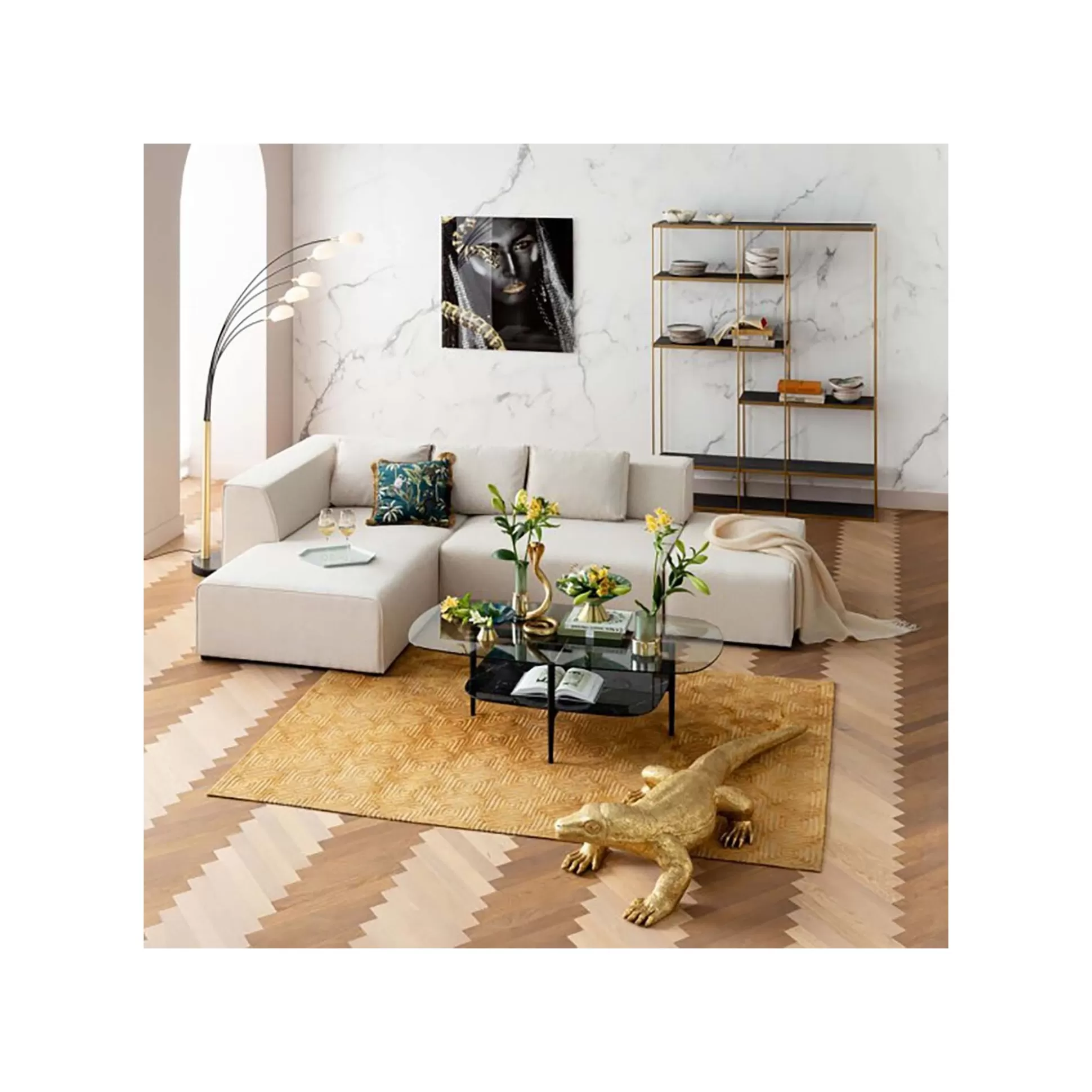 Méridienne Gauche D'angle Canapé Infinity Crème ^KARE Design Best