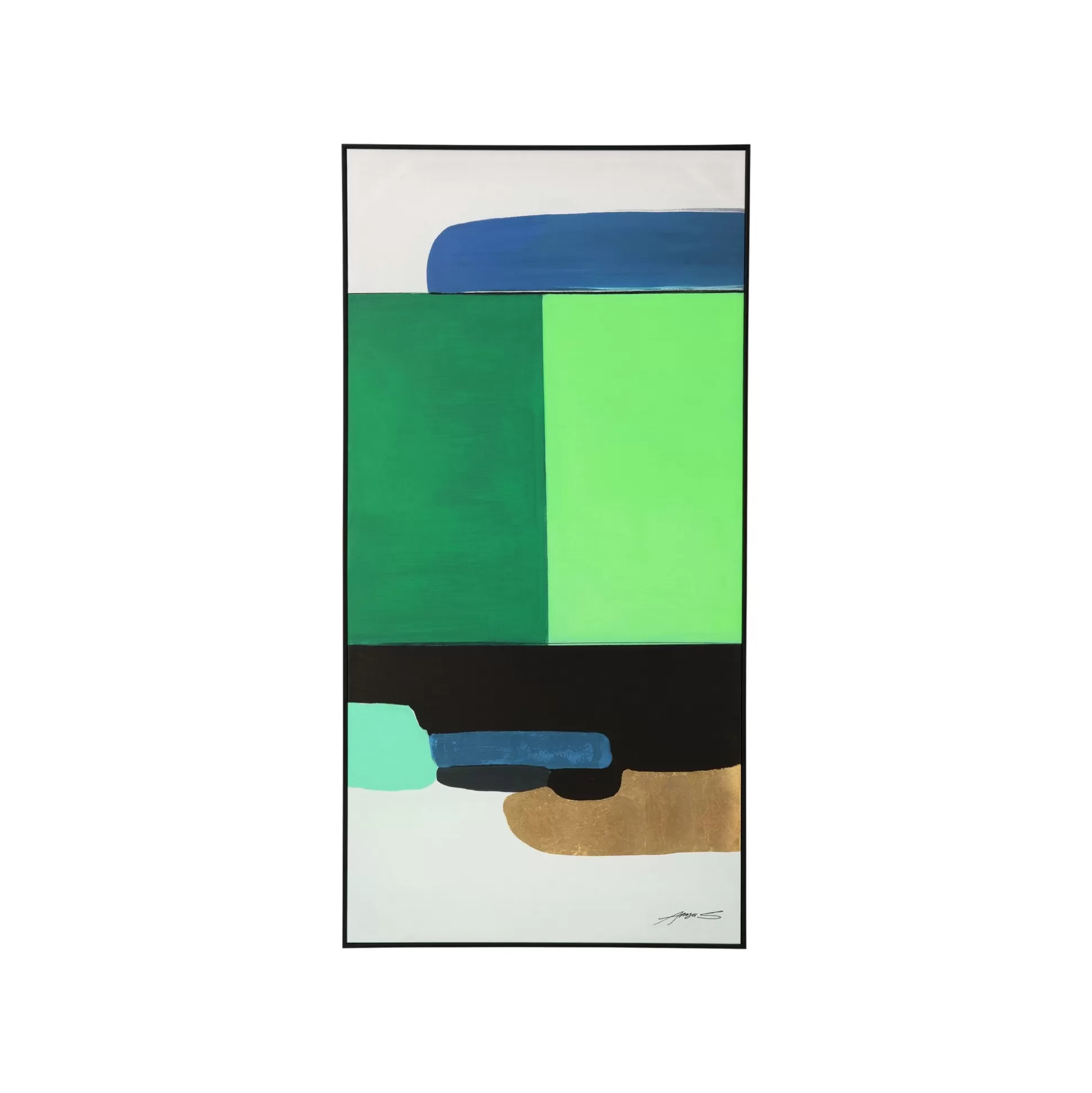 Peinture Frame Abstract Shapes Verte 73x143cm ^KARE Design Best