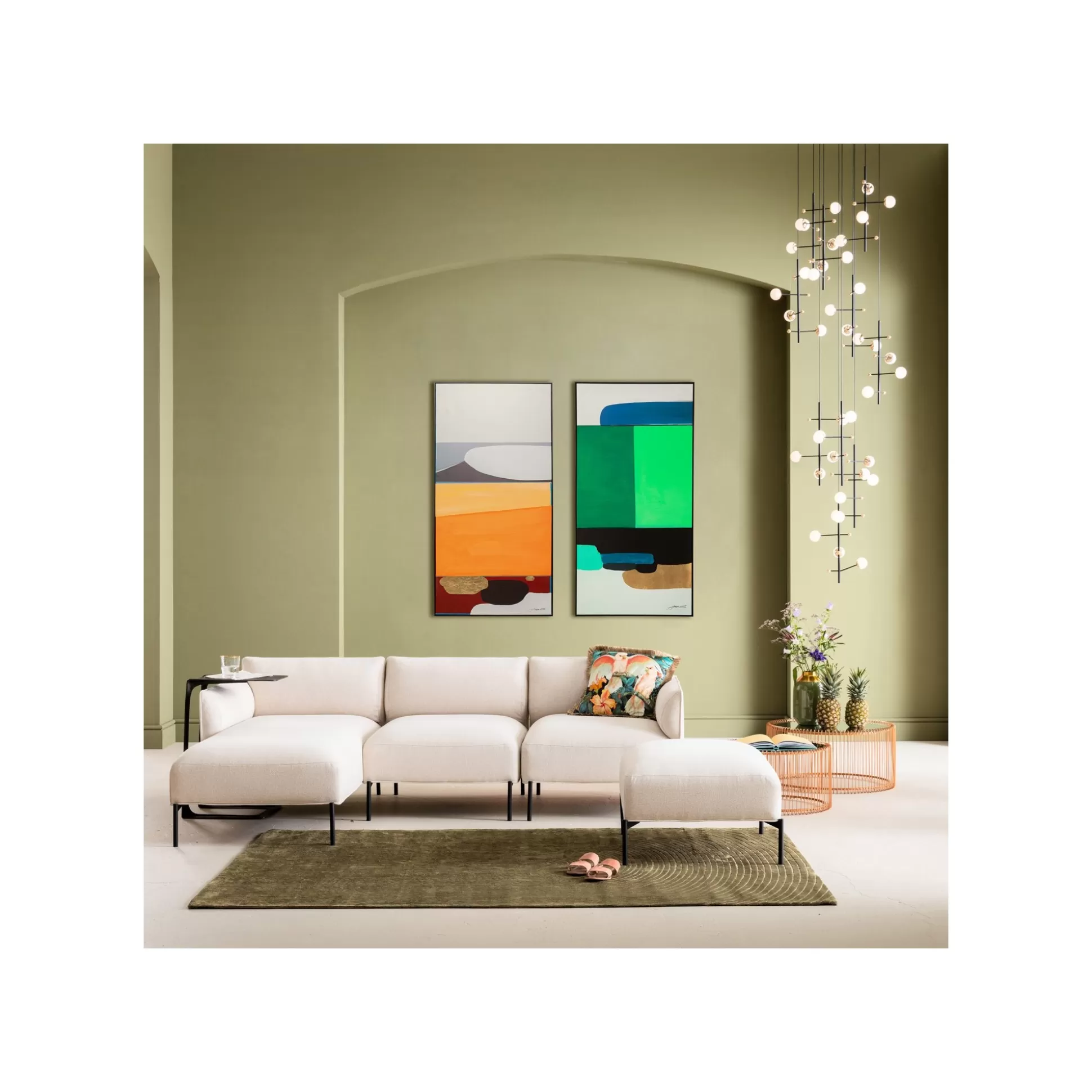 Peinture Frame Abstract Shapes Verte 73x143cm ^KARE Design Best
