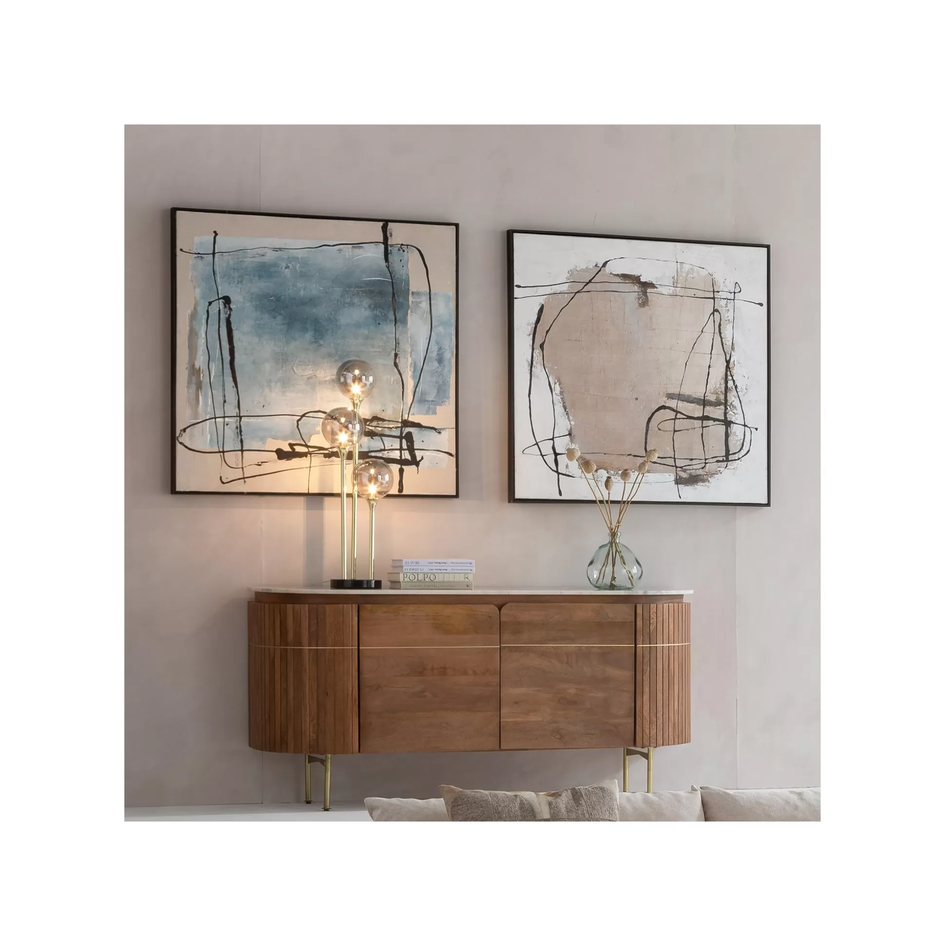Peinture Frame Dust Bleue 100x100cm ^KARE Design Best