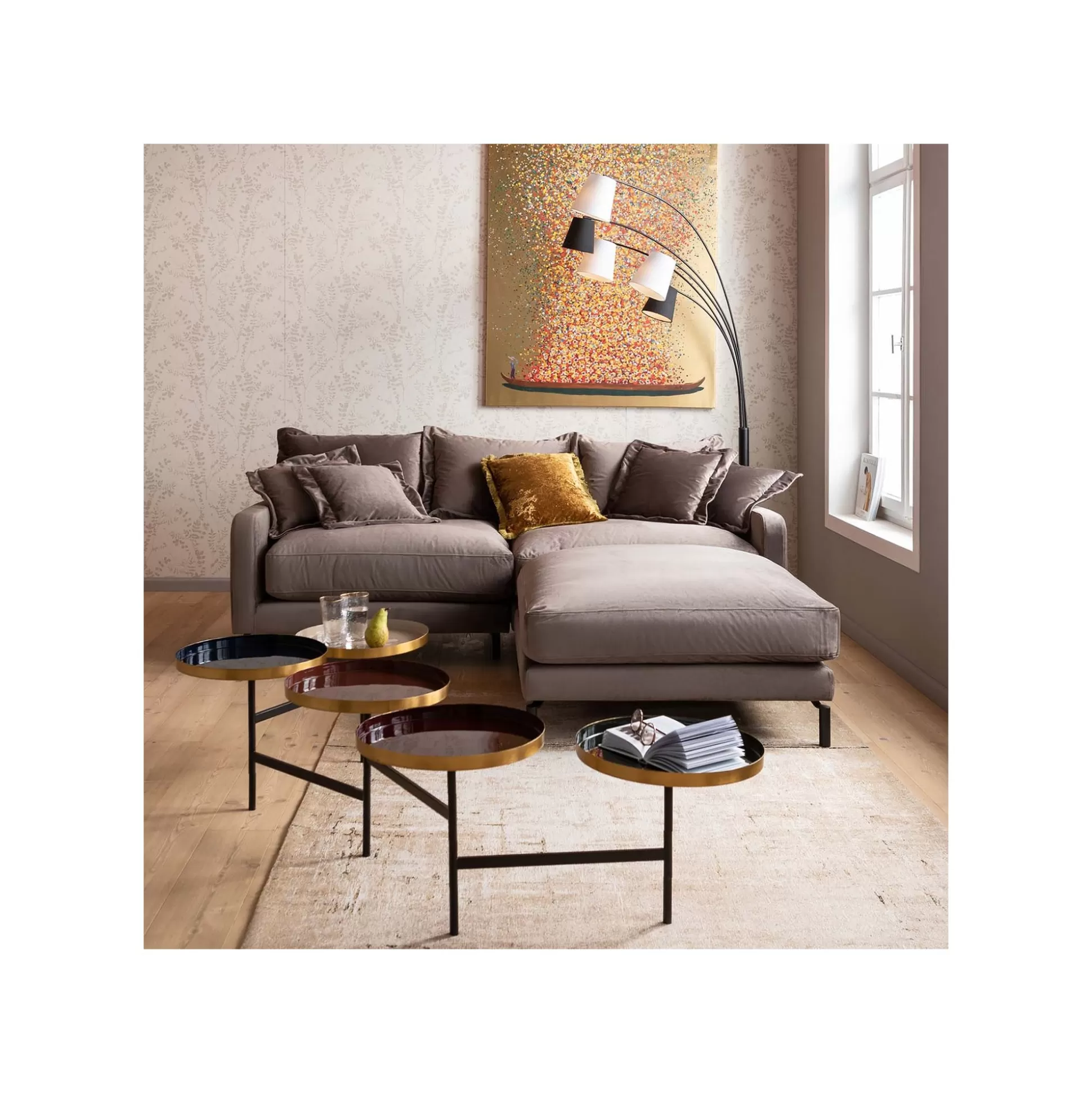 Repose-pieds Lullaby Velours Taupe ^KARE Design Hot