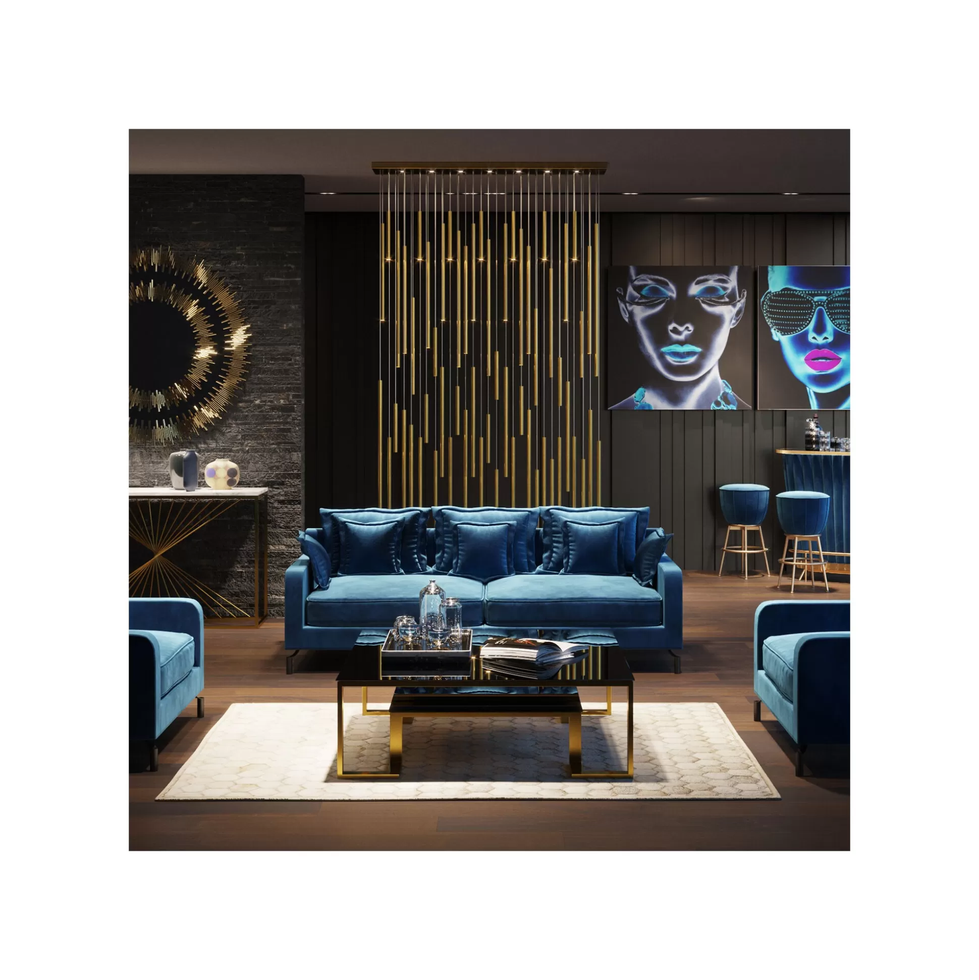 Suspension Living Vegas Deluxe Dorée ^KARE Design Shop