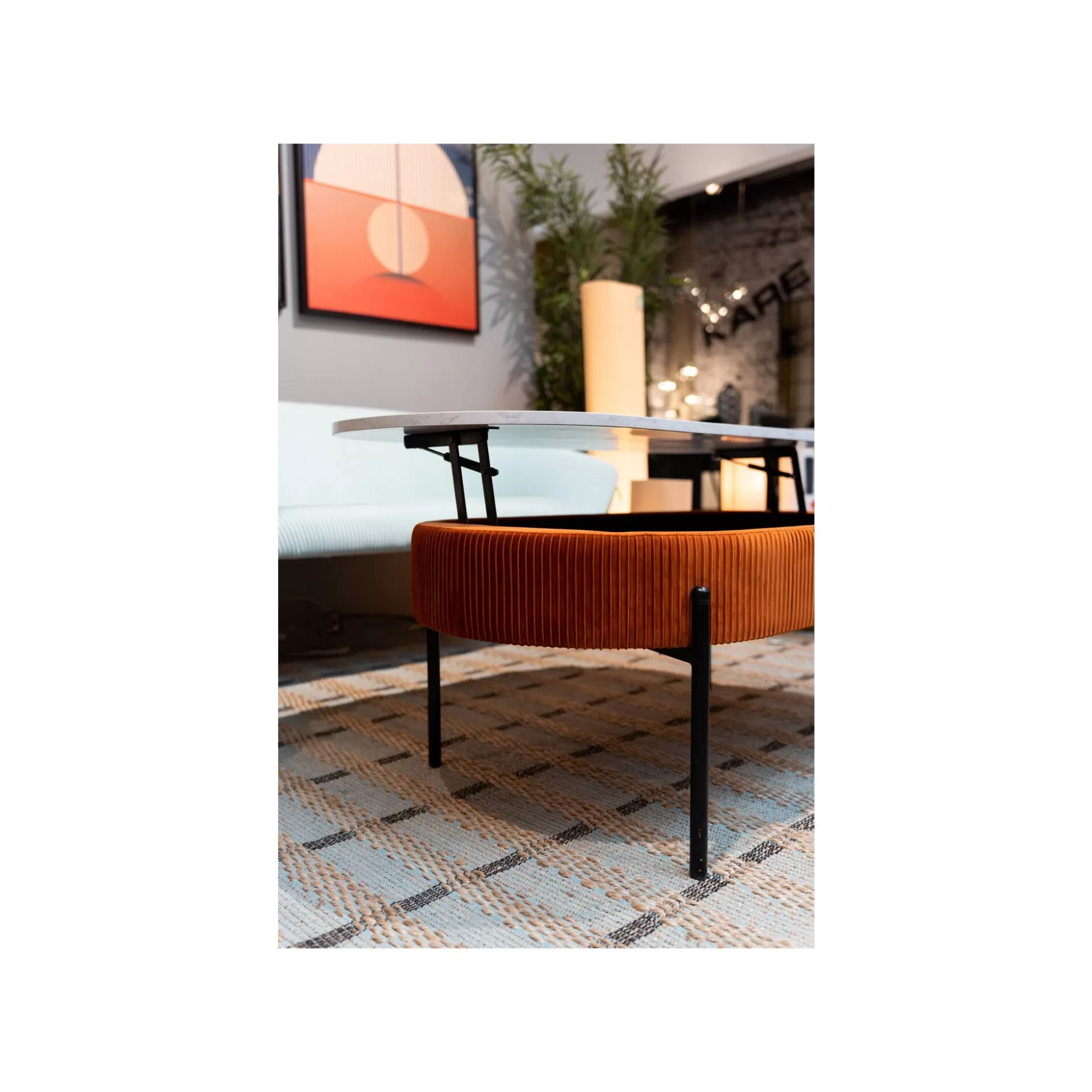 Table Basse Coffre Ballabile Orange Effet Marbre Blanc ^KARE Design Flash Sale