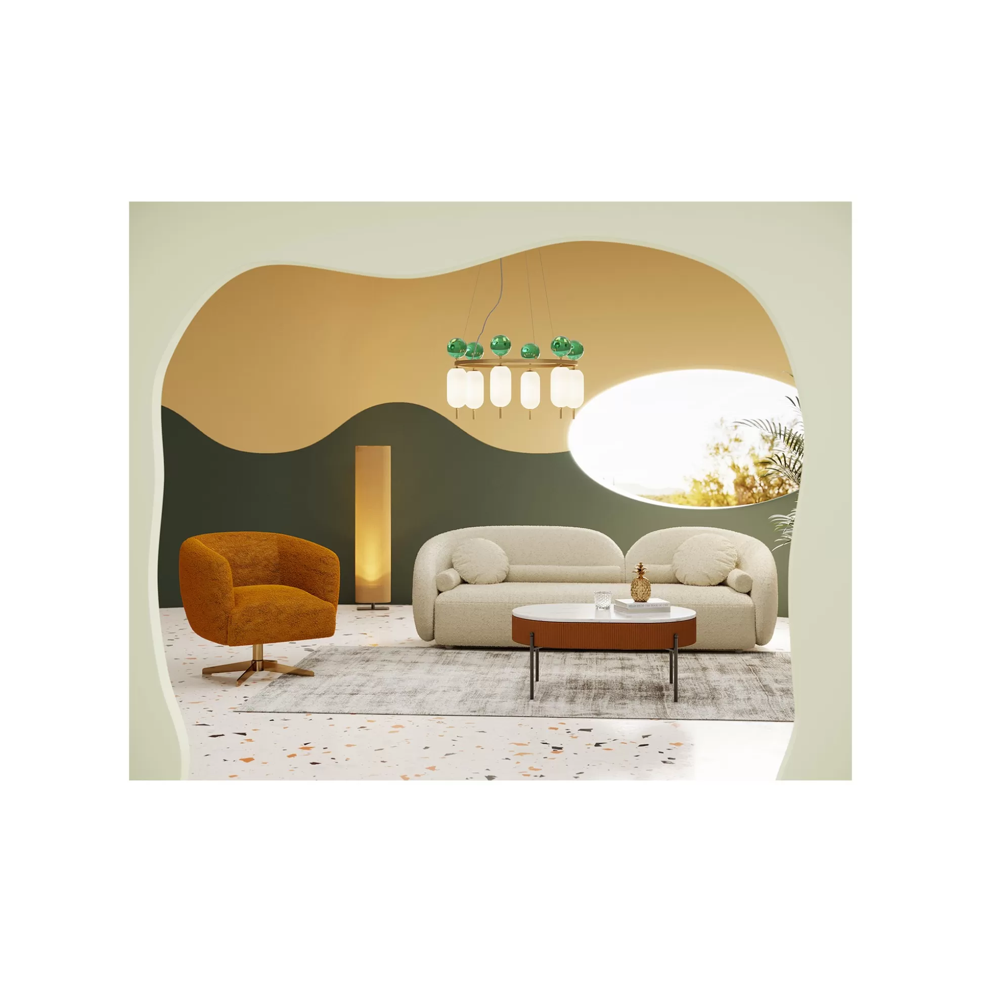 Table Basse Coffre Ballabile Orange Effet Marbre Blanc ^KARE Design Flash Sale