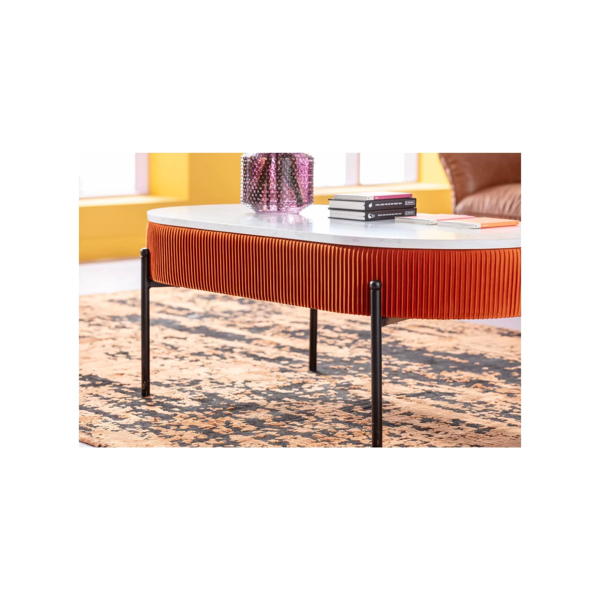 Table Basse Coffre Ballabile Orange Effet Marbre Blanc ^KARE Design Flash Sale
