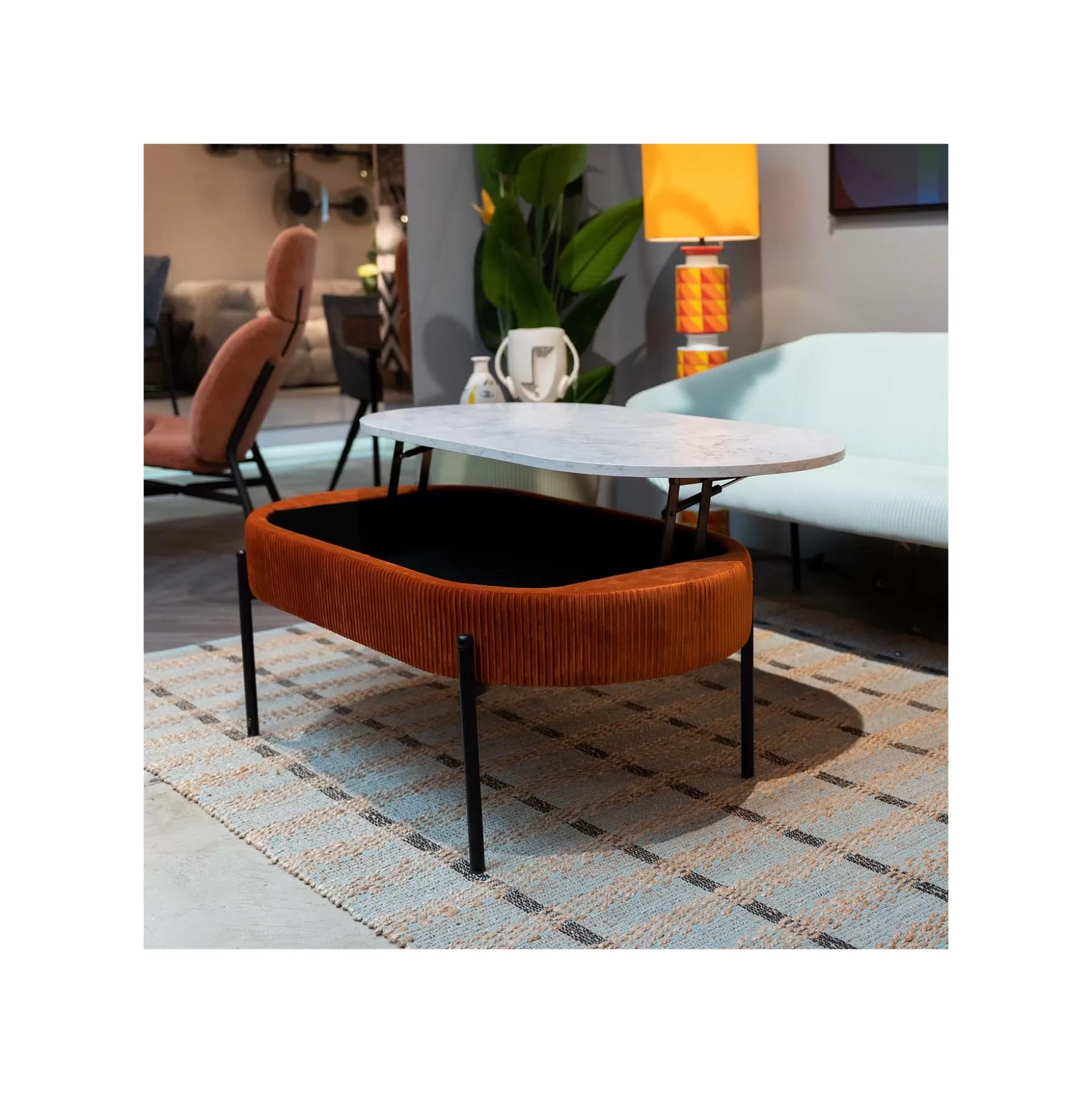 Table Basse Coffre Ballabile Orange Effet Marbre Blanc ^KARE Design Flash Sale