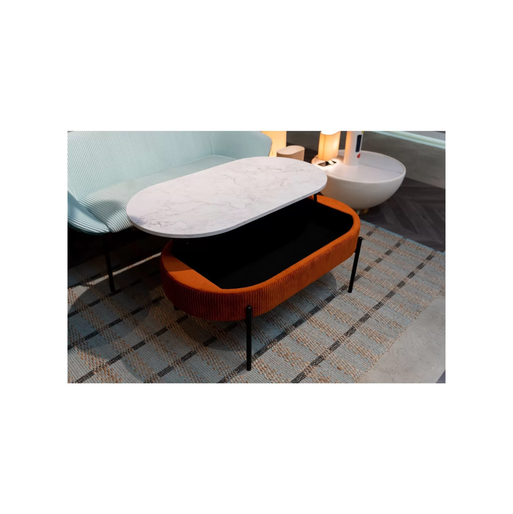 Table Basse Coffre Ballabile Orange Effet Marbre Blanc ^KARE Design Flash Sale