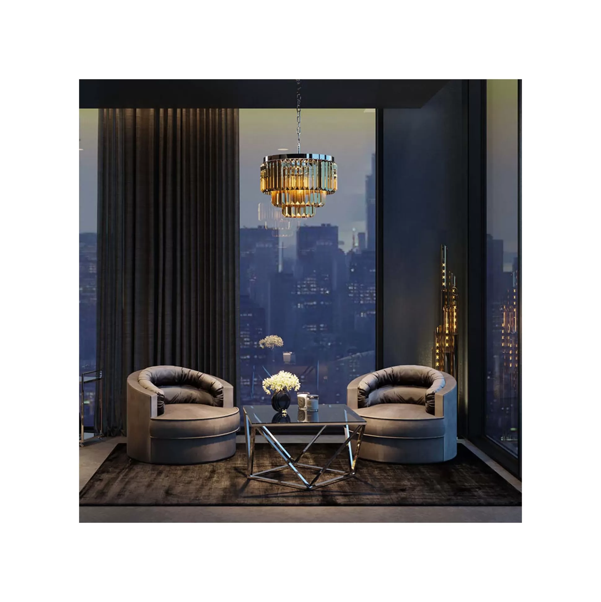 Table Basse Cristallo 80x80cm Argentée ^KARE Design New