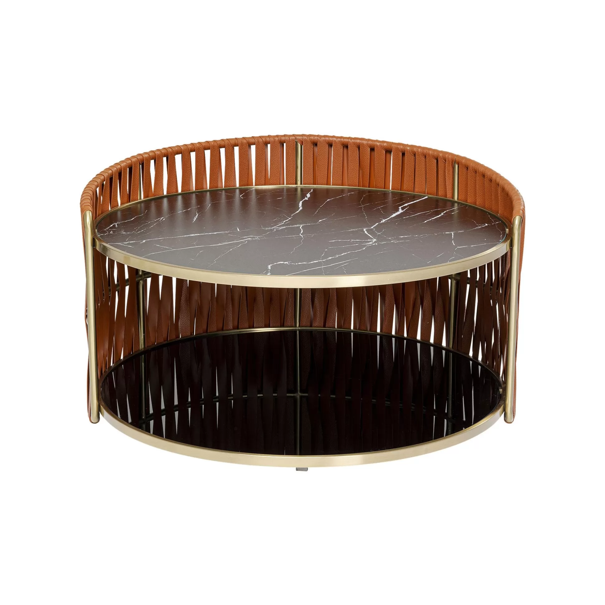 Table Basse Effet Marbre Noir Double 86cm ^KARE Design Fashion