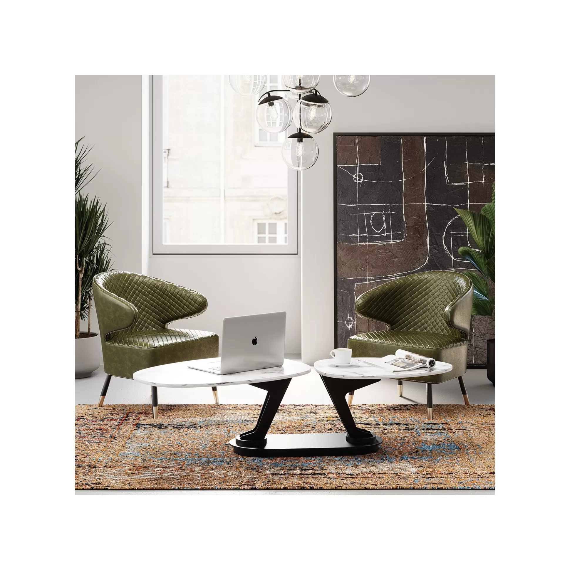 Table Basse Franklin Effet Marbre Blanc ^KARE Design Fashion