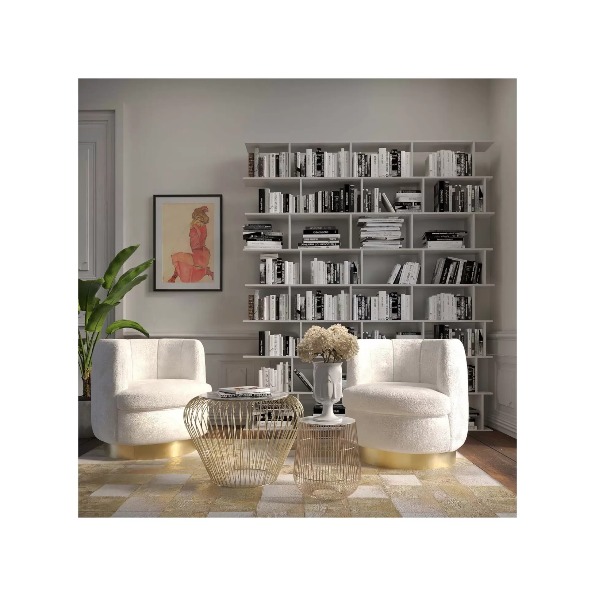 Table D'appoint Beam Dorée Marbre Gris 43cm ^KARE Design Shop
