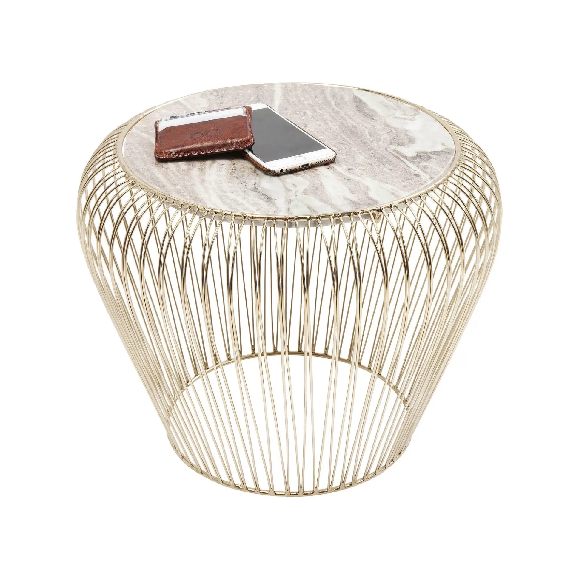 Table D'appoint Beam Dorée Marbre Gris 43cm ^KARE Design Shop