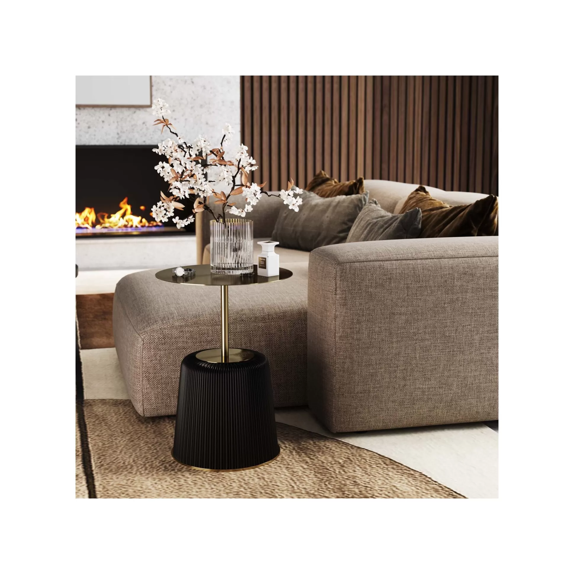 Table D'appoint Endless Vegas Noire Et Dorée 40cm ^KARE Design Best
