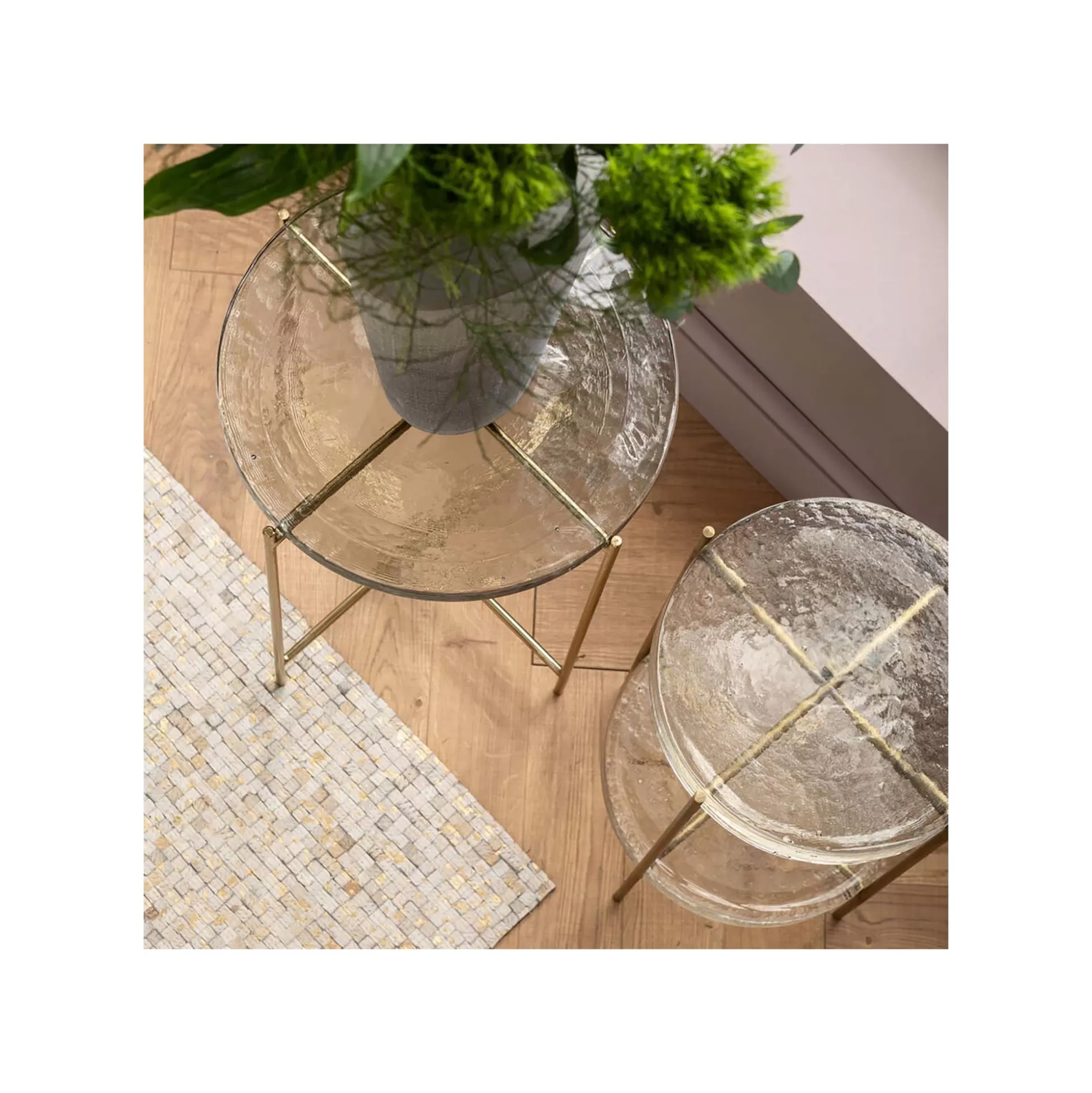 Table D'appoint Ice Double 30cm Pieds Dorés ^KARE Design Outlet