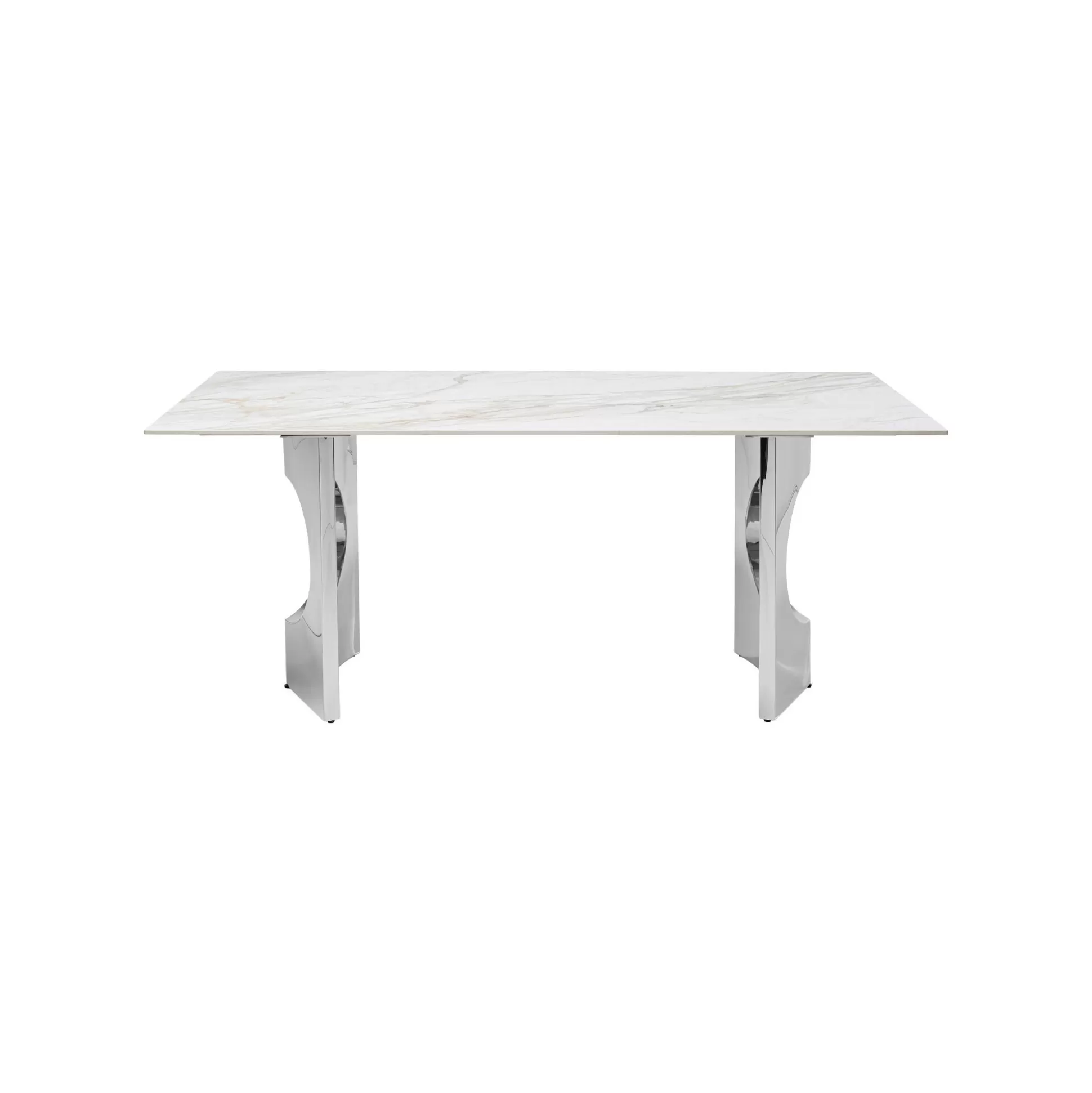 Table Eternity Oho Blanche Et Chromée 180x90cm ^KARE Design Fashion