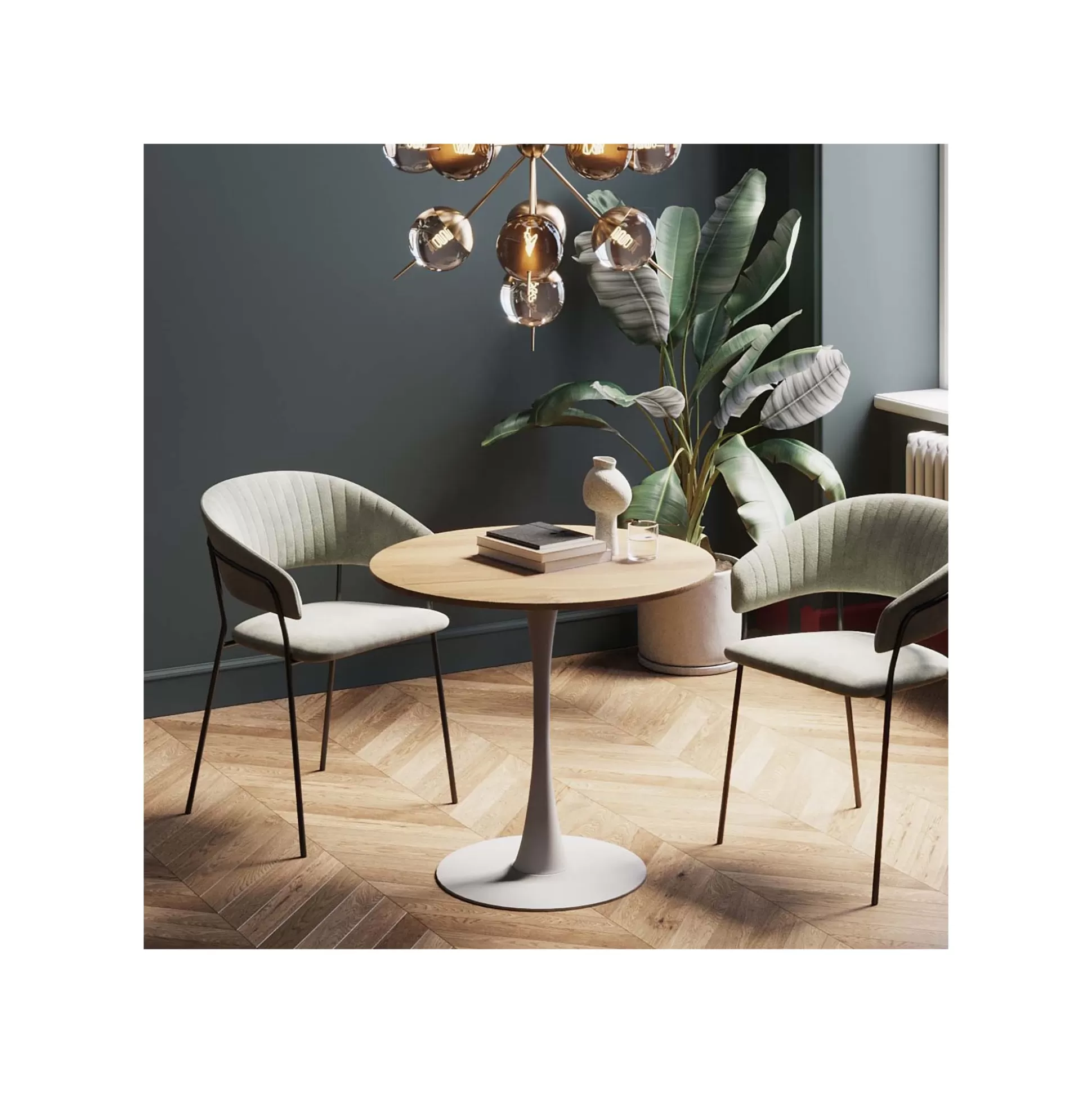 Table Schickeria 80cm Chêne Et Blanche ^KARE Design Outlet