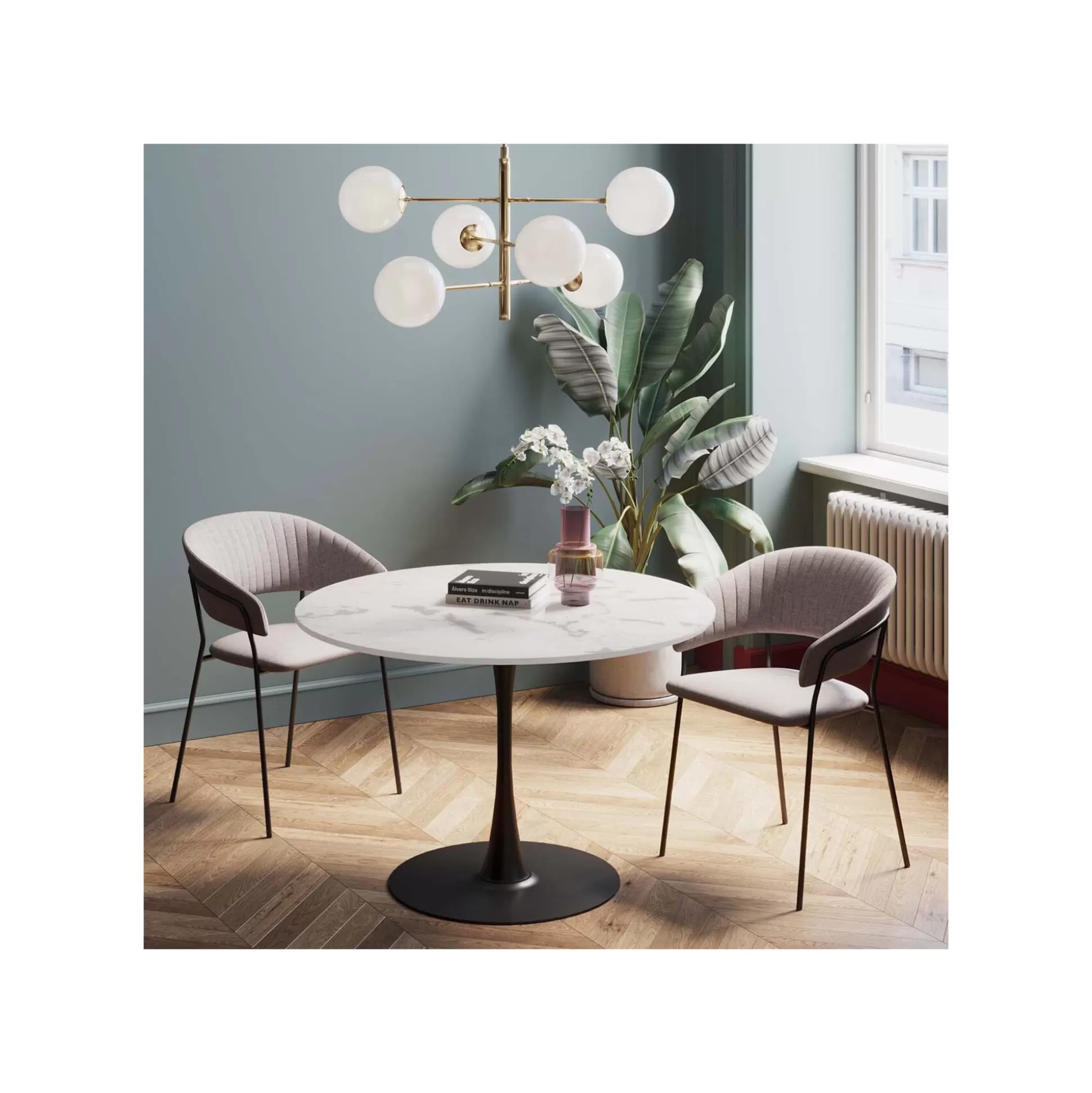 Table Schickeria 110cm Effet Marbre Blanc Et Noire ^KARE Design Shop