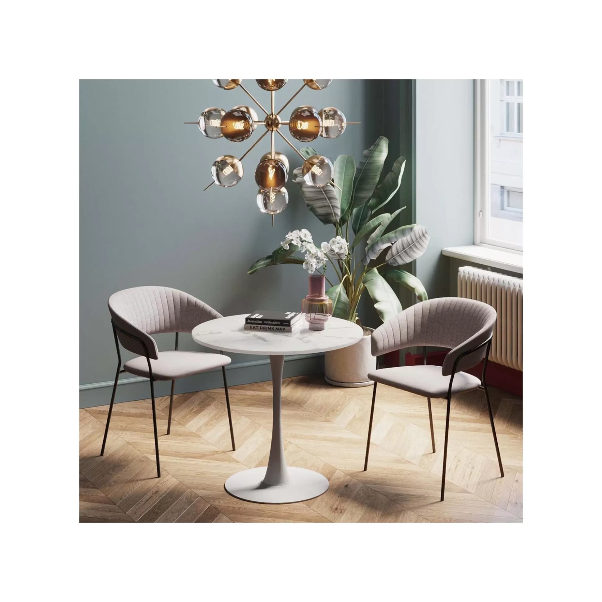 Table Schickeria 80cm Effet Marbre Blanc ^KARE Design Hot