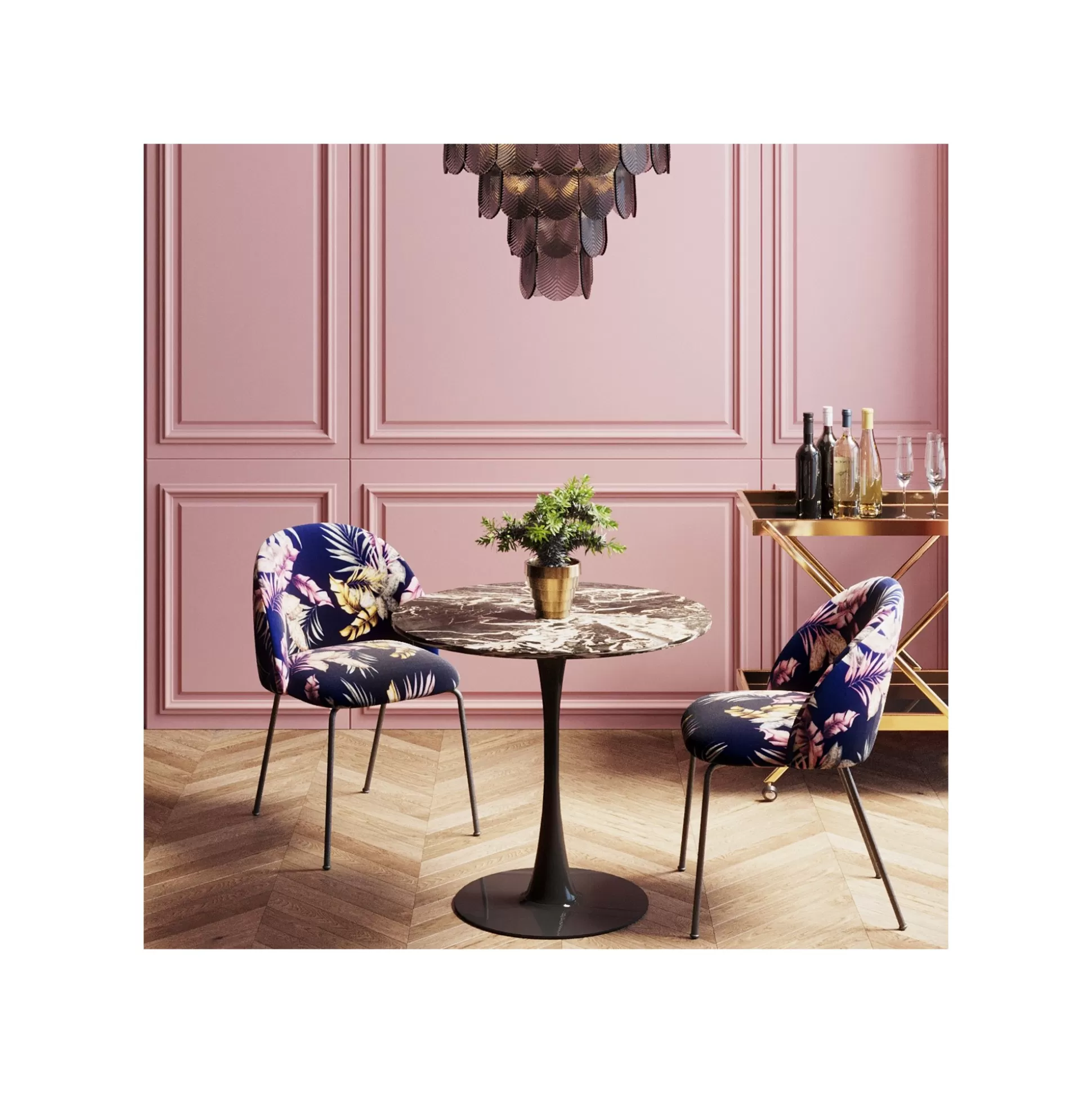 Table Schickeria 80cm Effet Marbre Noir ^KARE Design Sale