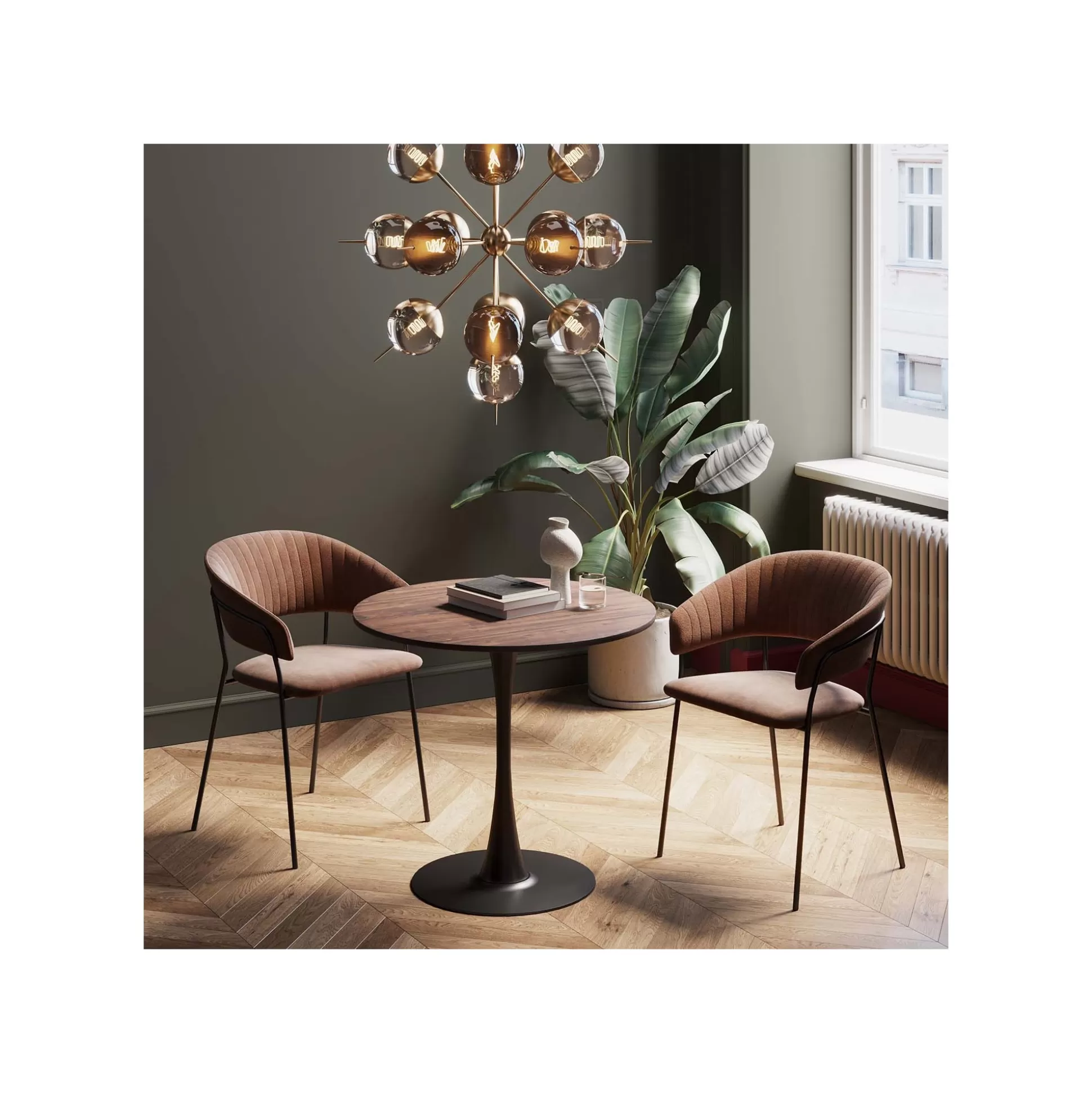 Table Schickeria 80cm Noyer Et Noire ^KARE Design Fashion