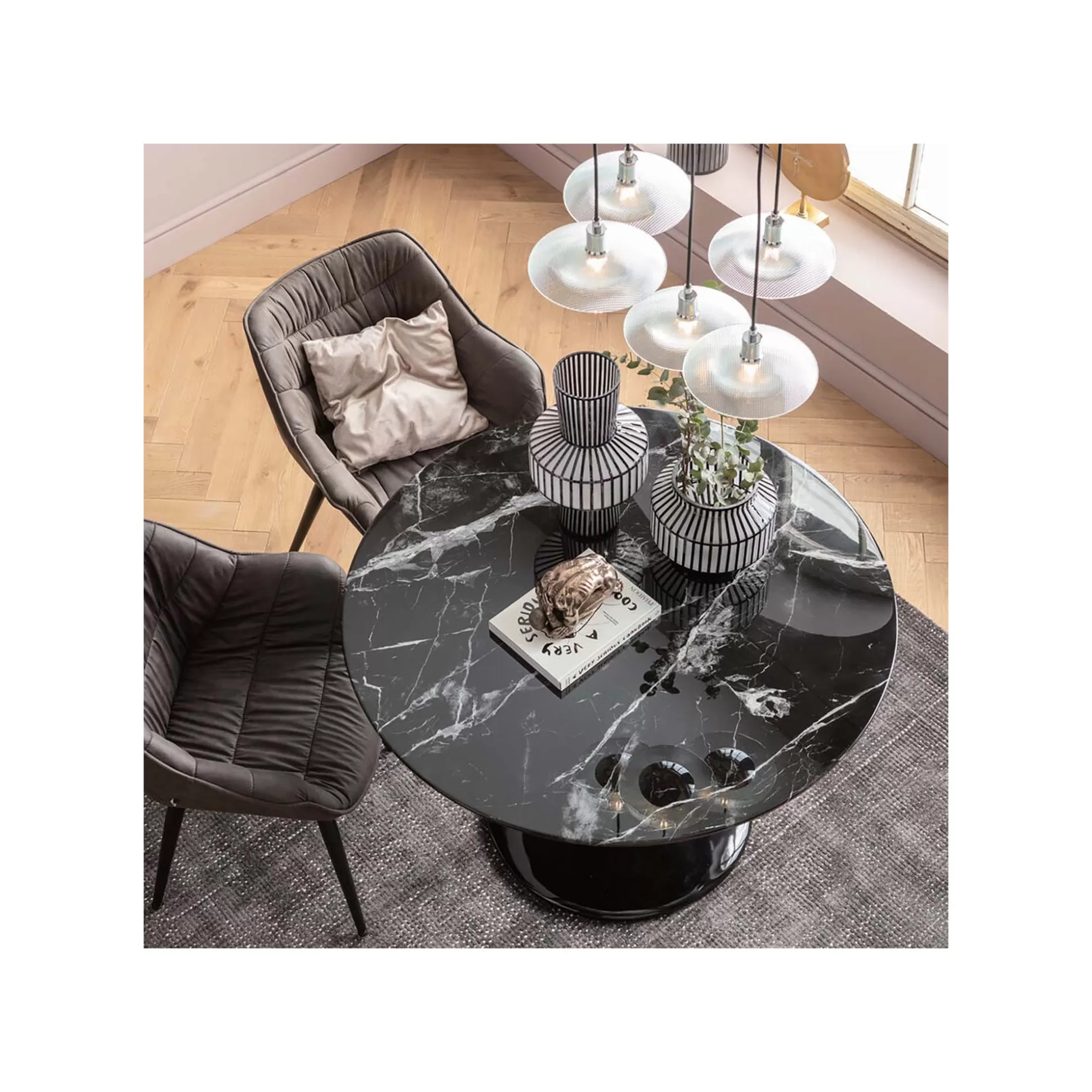 Table Solo 110cm Effet Marbre Noir ^KARE Design Store
