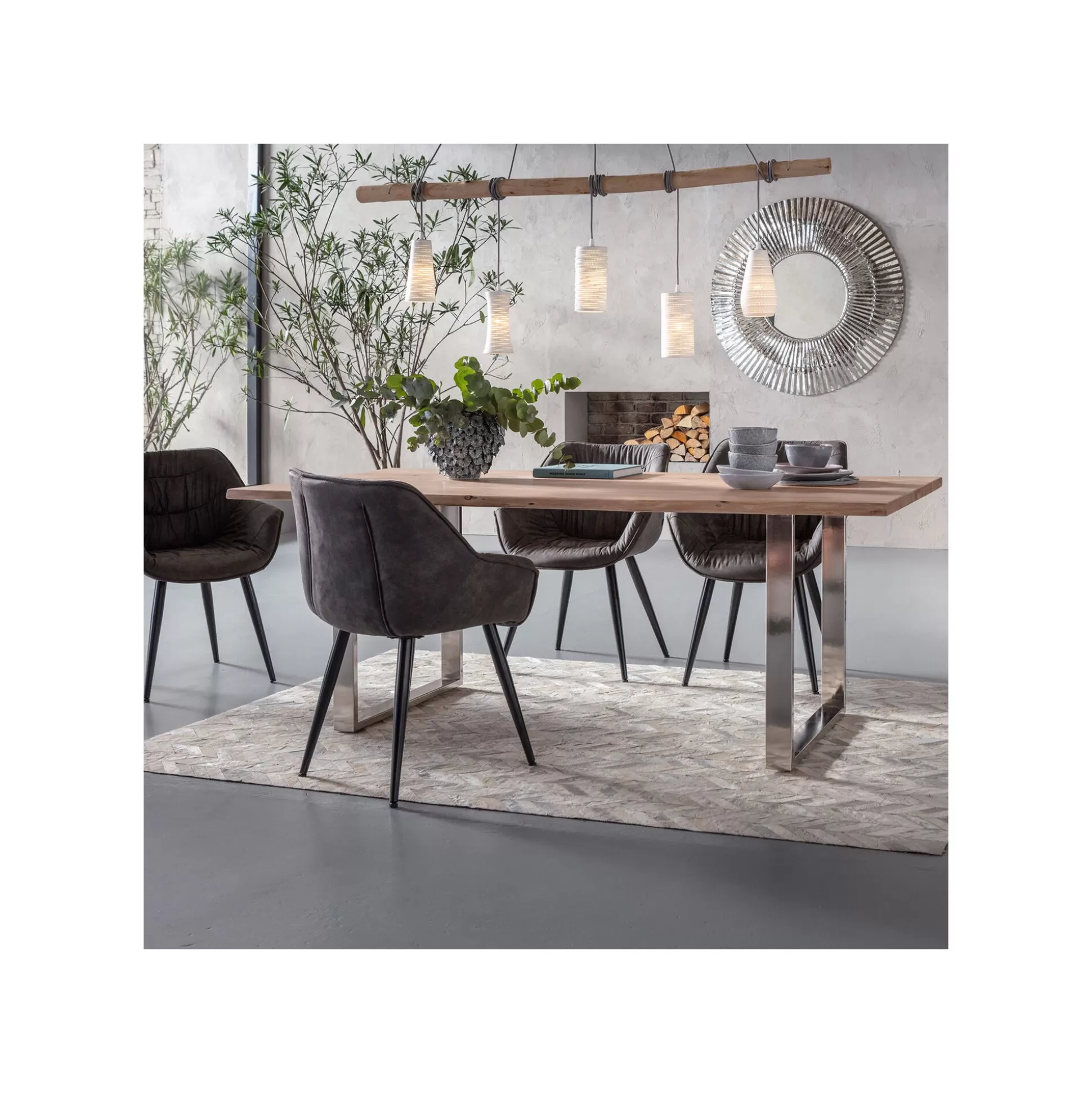 Table Symphony Acacia Chrome 200x100cm ^KARE Design Hot
