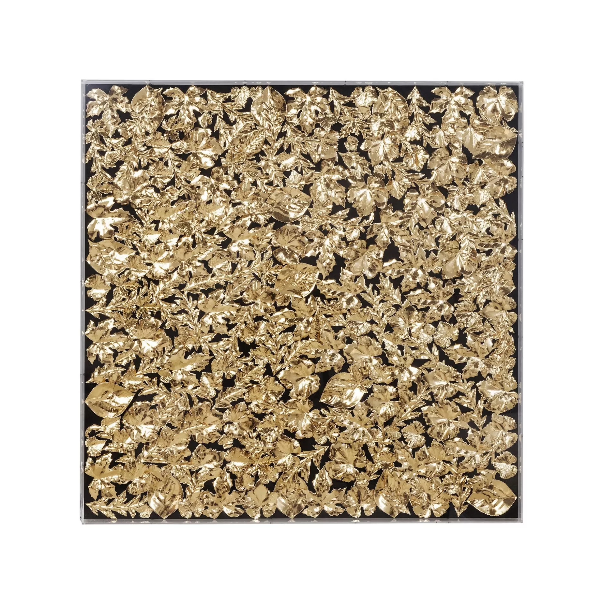 Tableau 3D Feuilles Dorées 120x120cm ^KARE Design New