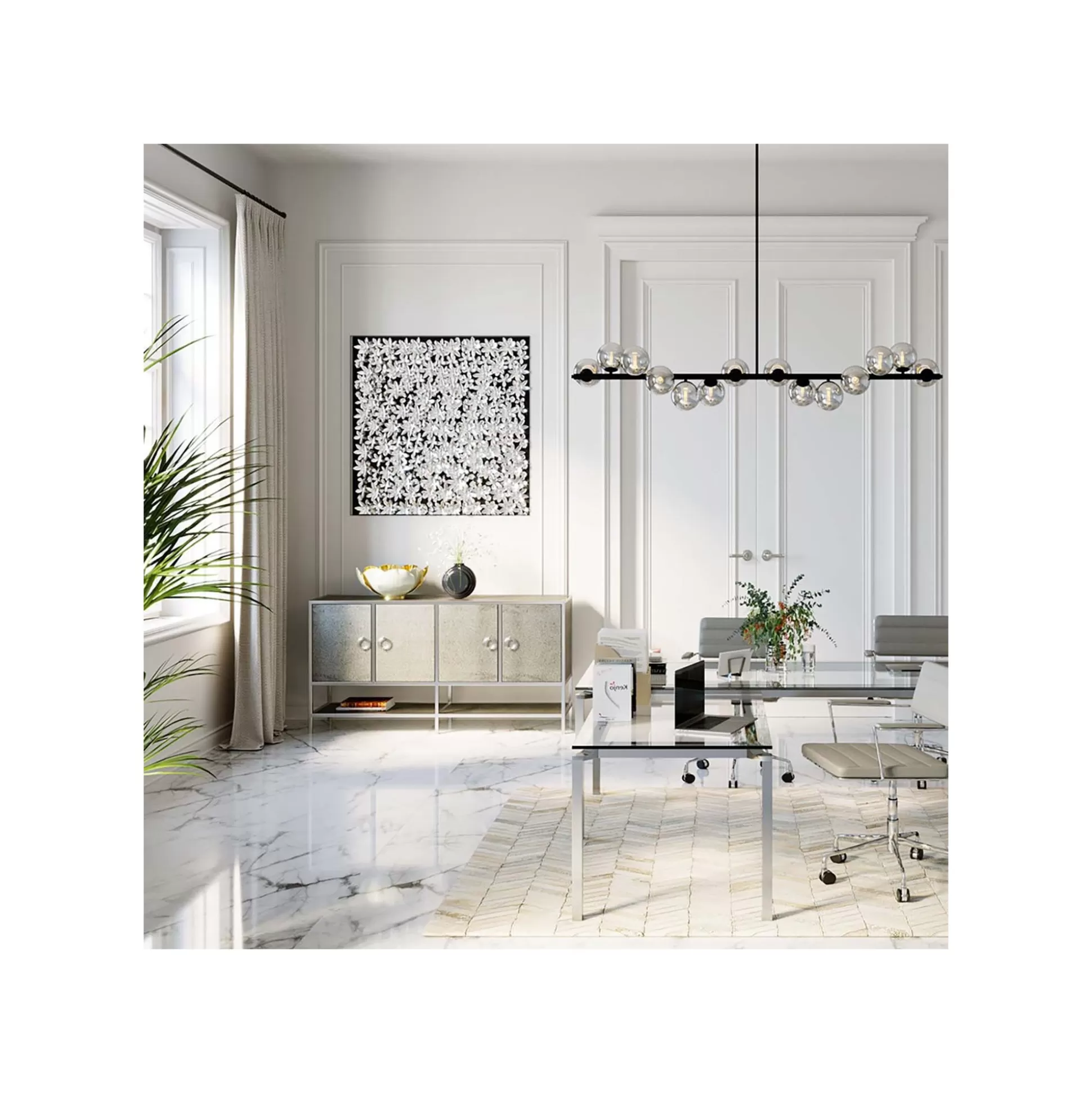 Tableau 3D Fleurs Argentées 100x100cm ^KARE Design New