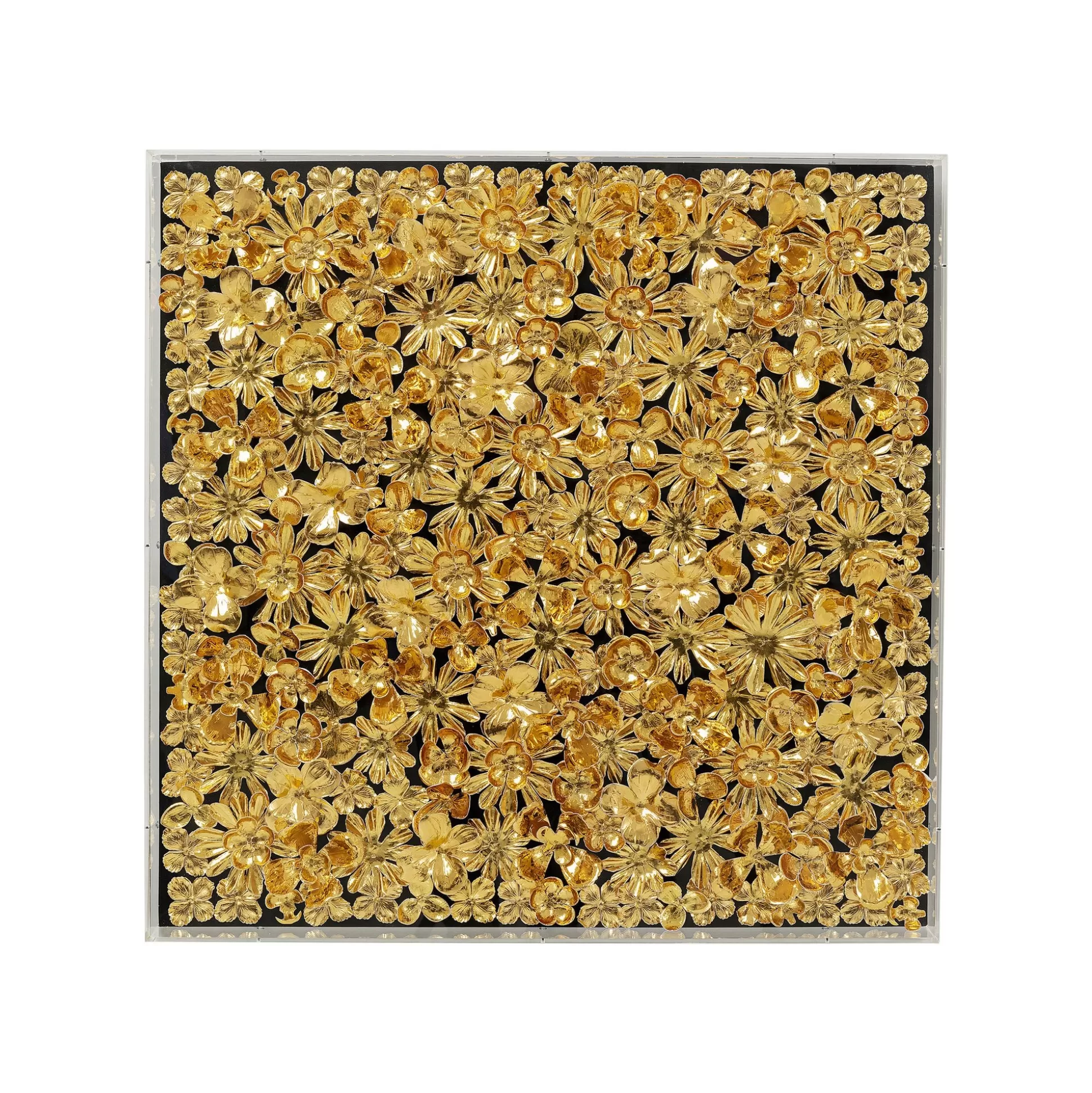 Tableau 3D Fleurs Dorées 80x80cm ^KARE Design Discount