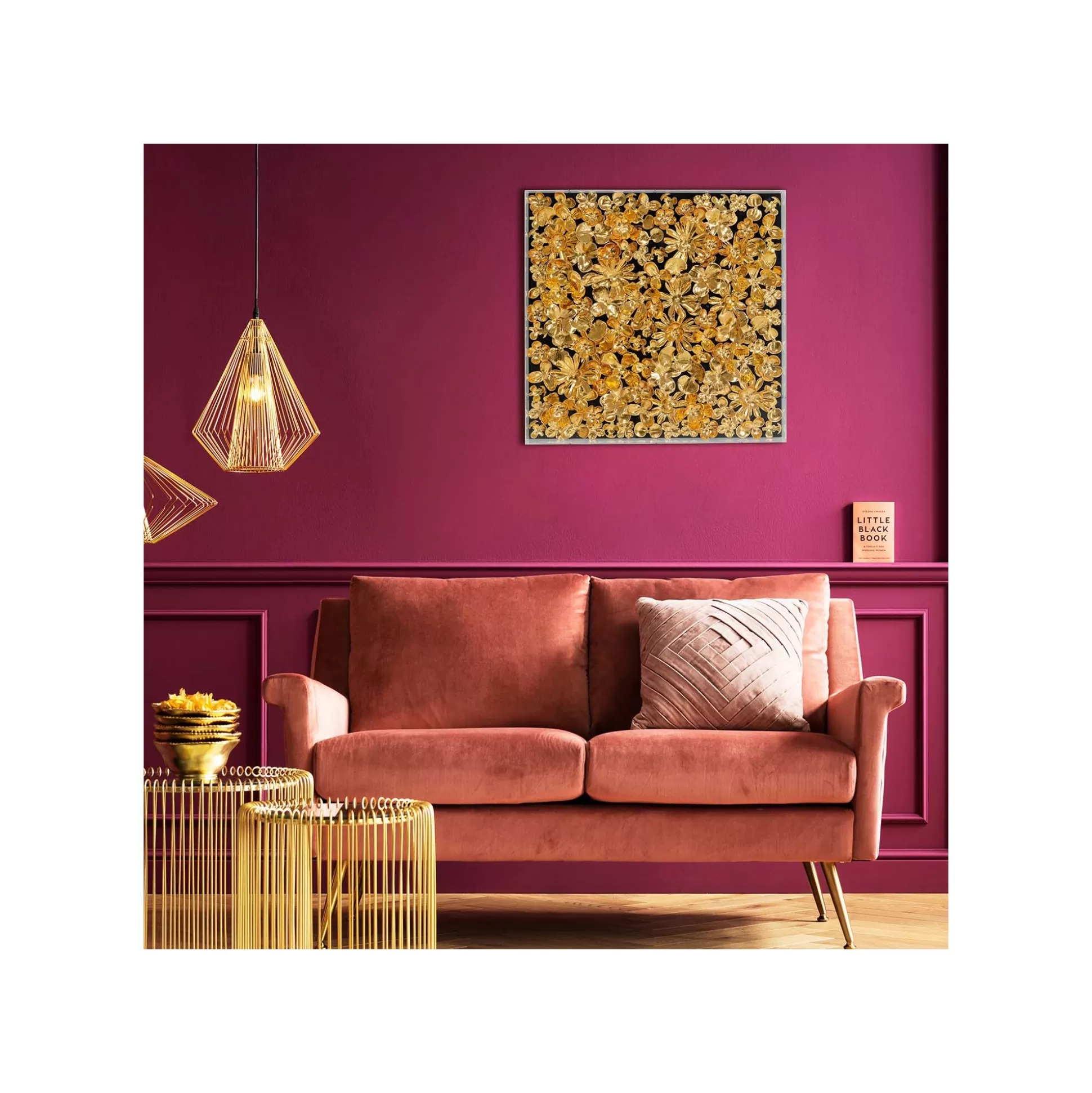 Tableau 3D Fleurs Dorées 60x60cm ^KARE Design Fashion