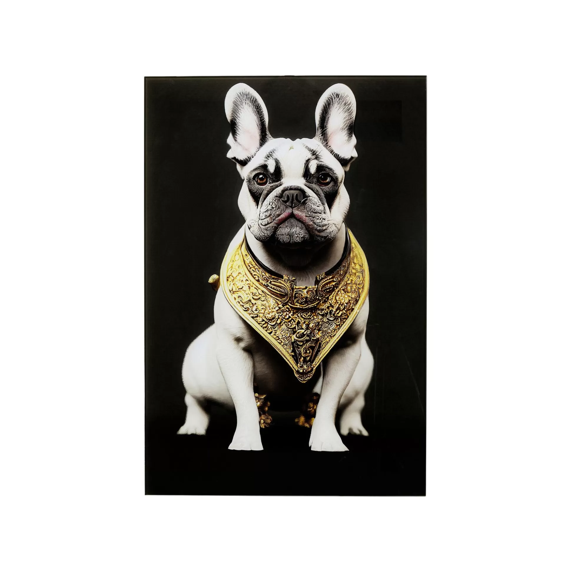 Tableau En Verre Bouledogue Collier Doré 40x60cm ^KARE Design Clearance