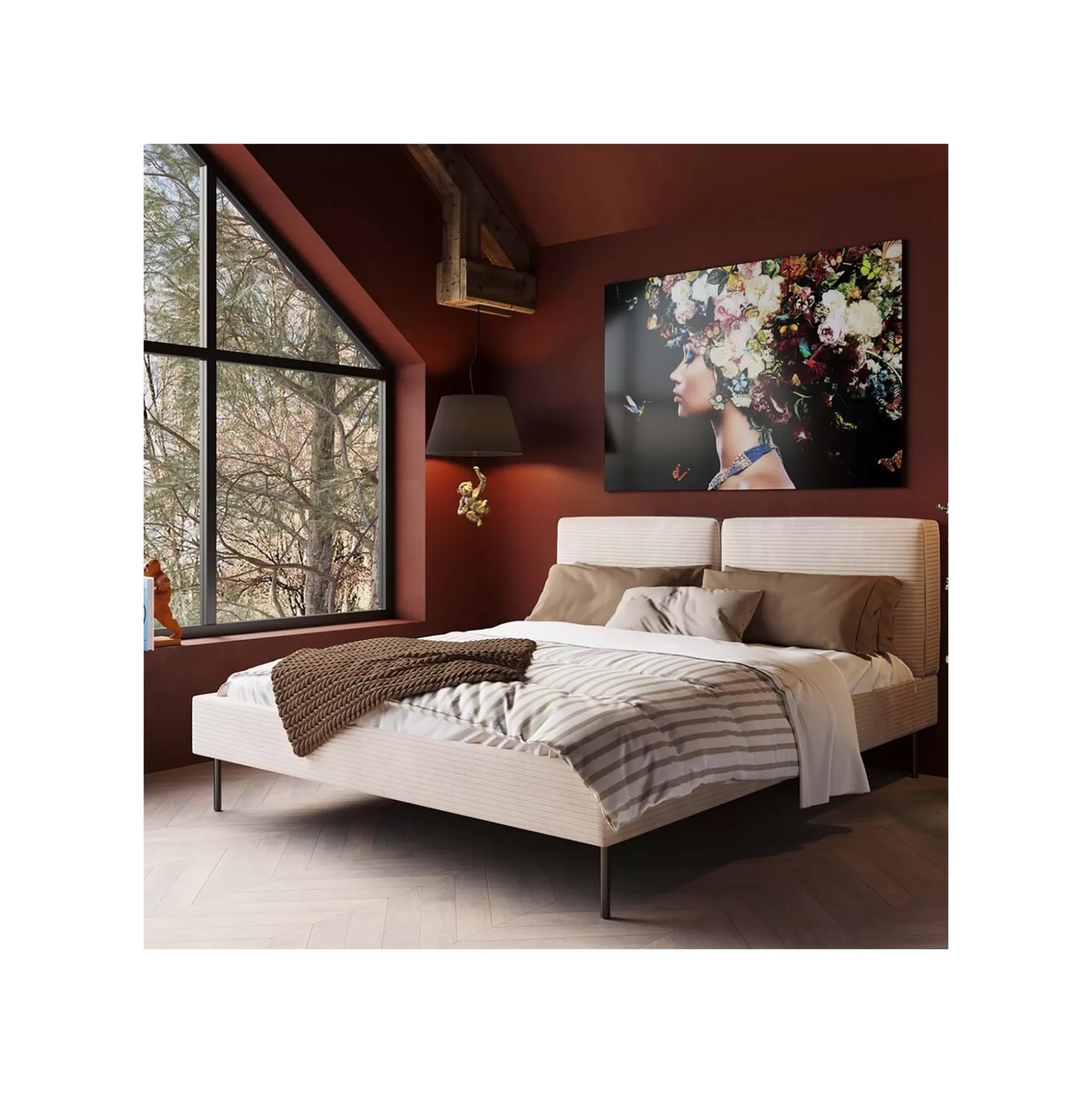 Tableau En Verre Femme Fleurs Papillons Gauche 150x100cm ^KARE Design Fashion