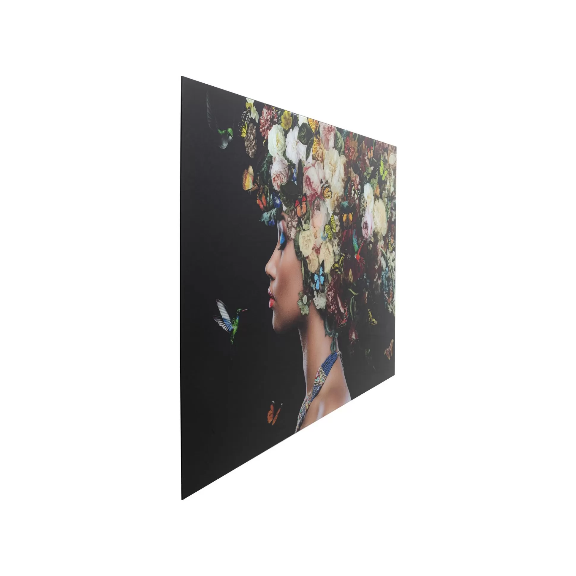 Tableau En Verre Femme Fleurs Papillons Gauche 150x100cm ^KARE Design Fashion