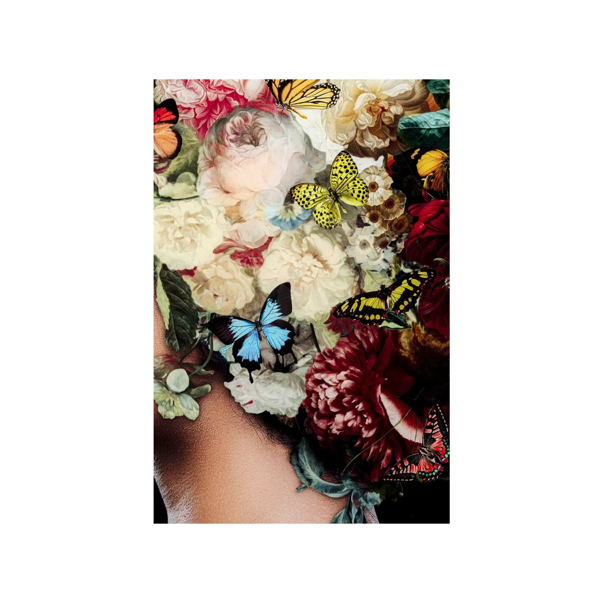 Tableau En Verre Femme Fleurs Papillons Gauche 150x100cm ^KARE Design Fashion