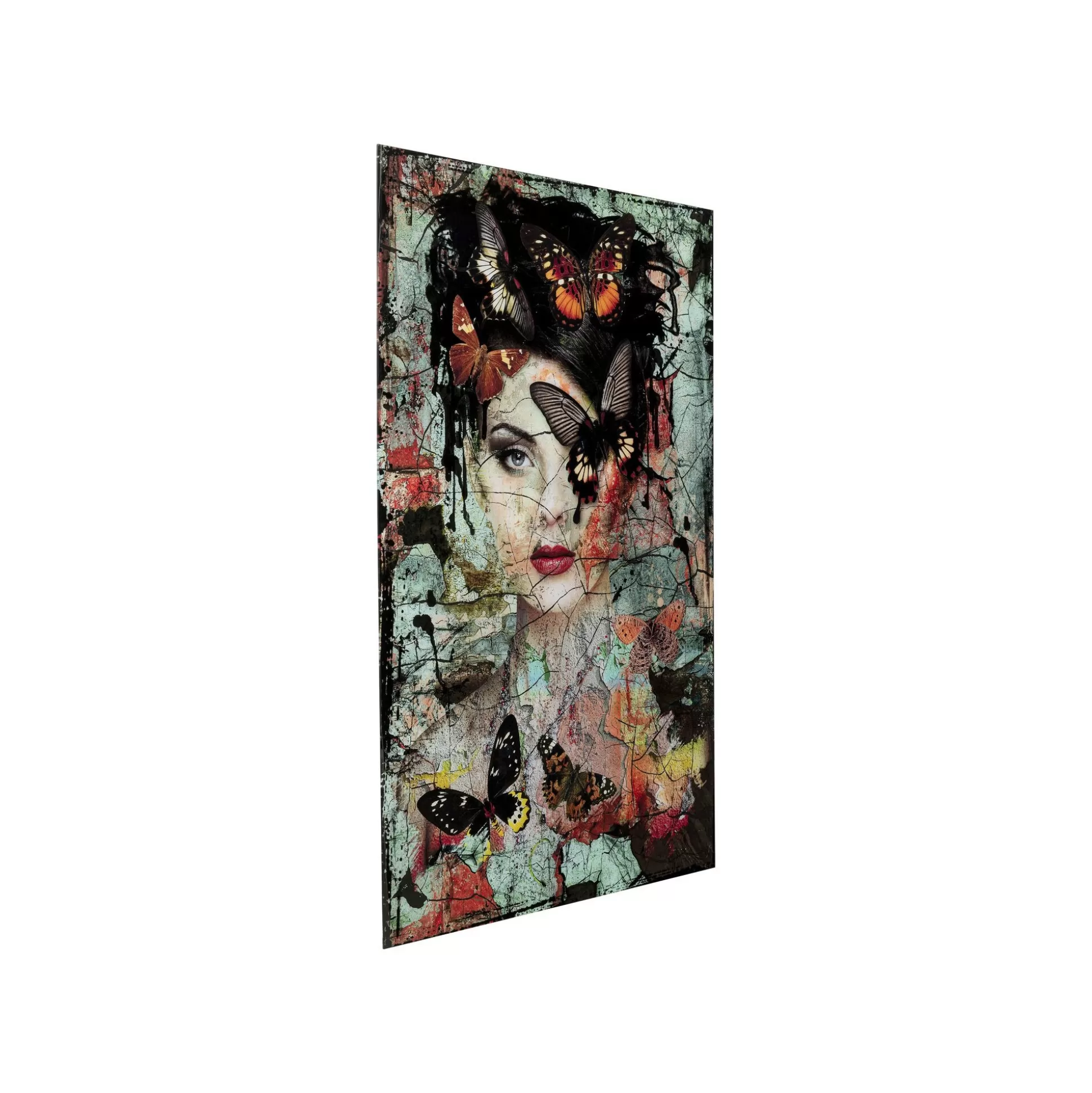 Tableau En Verre Femme Papillons Effet Brisé 100x150cm ^KARE Design Best
