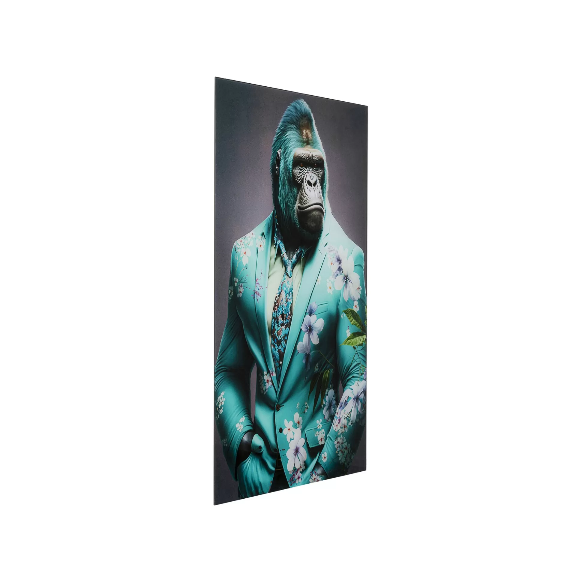Tableau En Verre Gorille Costume Bleu 60x90cm ^KARE Design Outlet