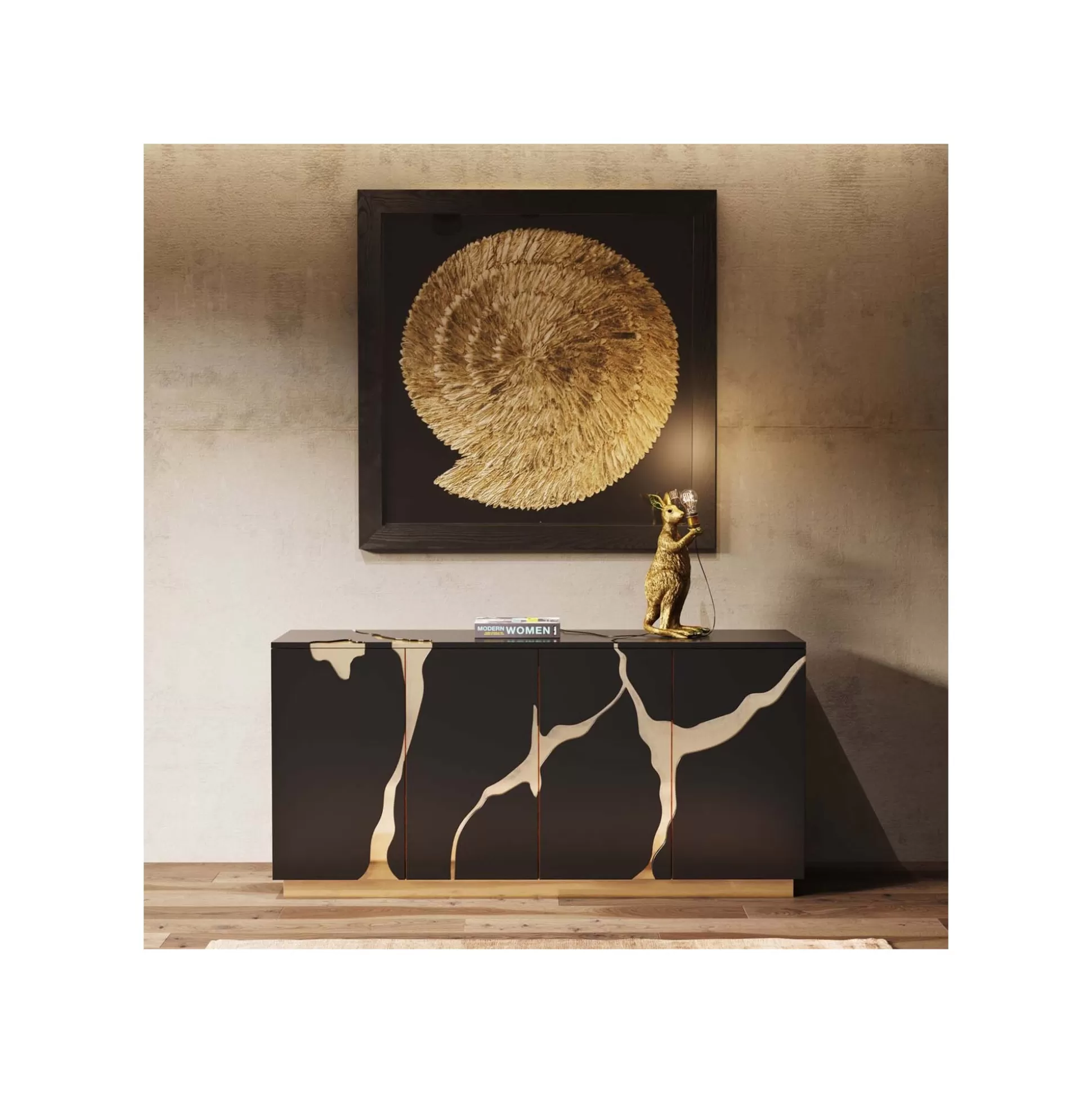 Tableau Golden Snail 120x120cm ^KARE Design Online