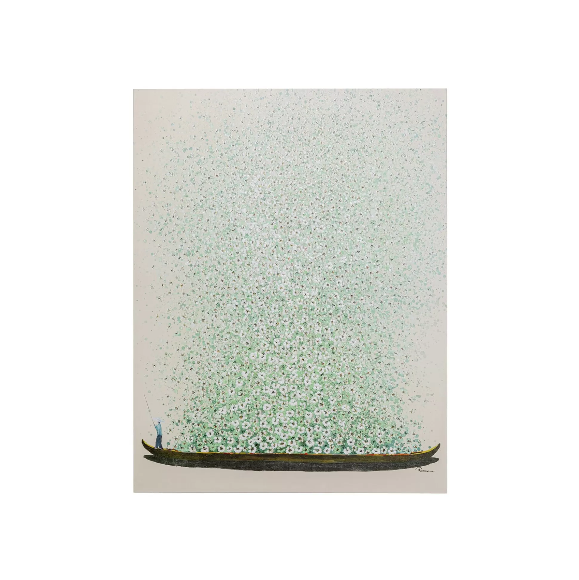 Tableau Touched Fleurs Pirogue Beige Et Vert 120x160cm ^KARE Design Best