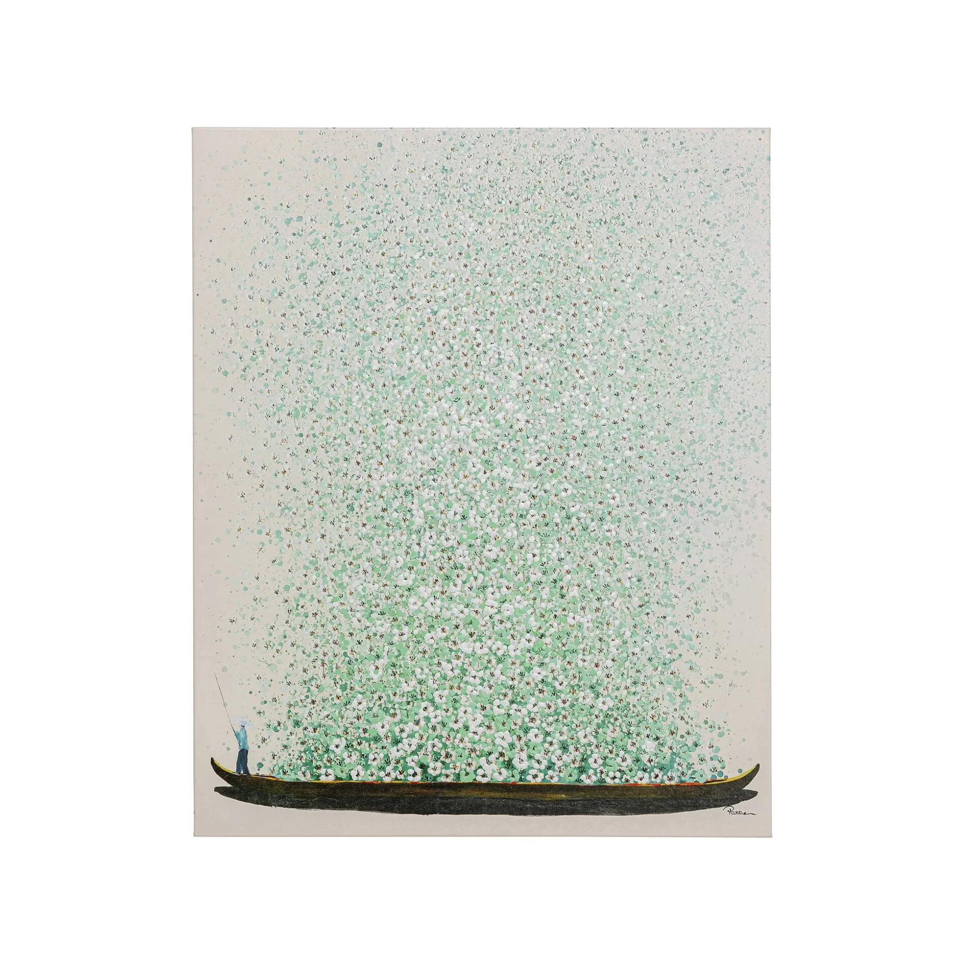 Tableau Touched Fleurs Pirogue Beige Et Vert 80x100cm ^KARE Design Online