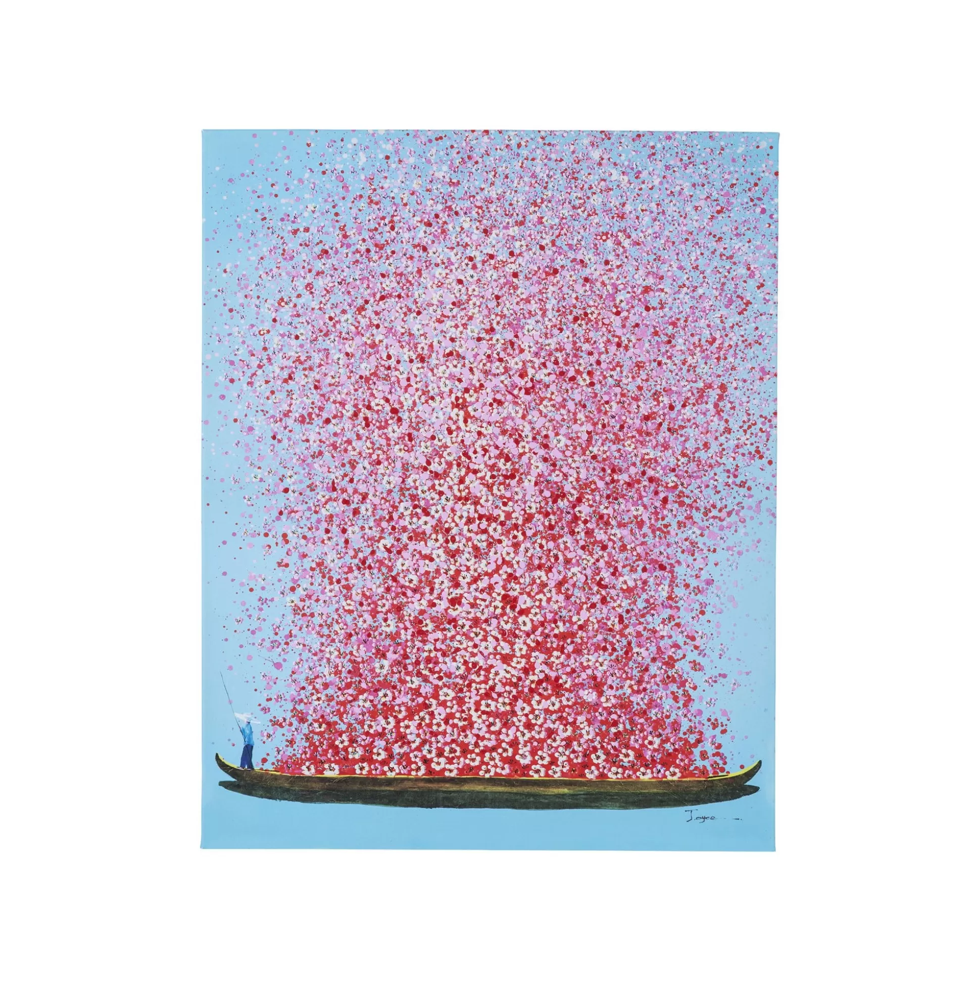 Tableau Touched Fleurs Pirogue Bleu Et Rose 80x100cm ^KARE Design Hot