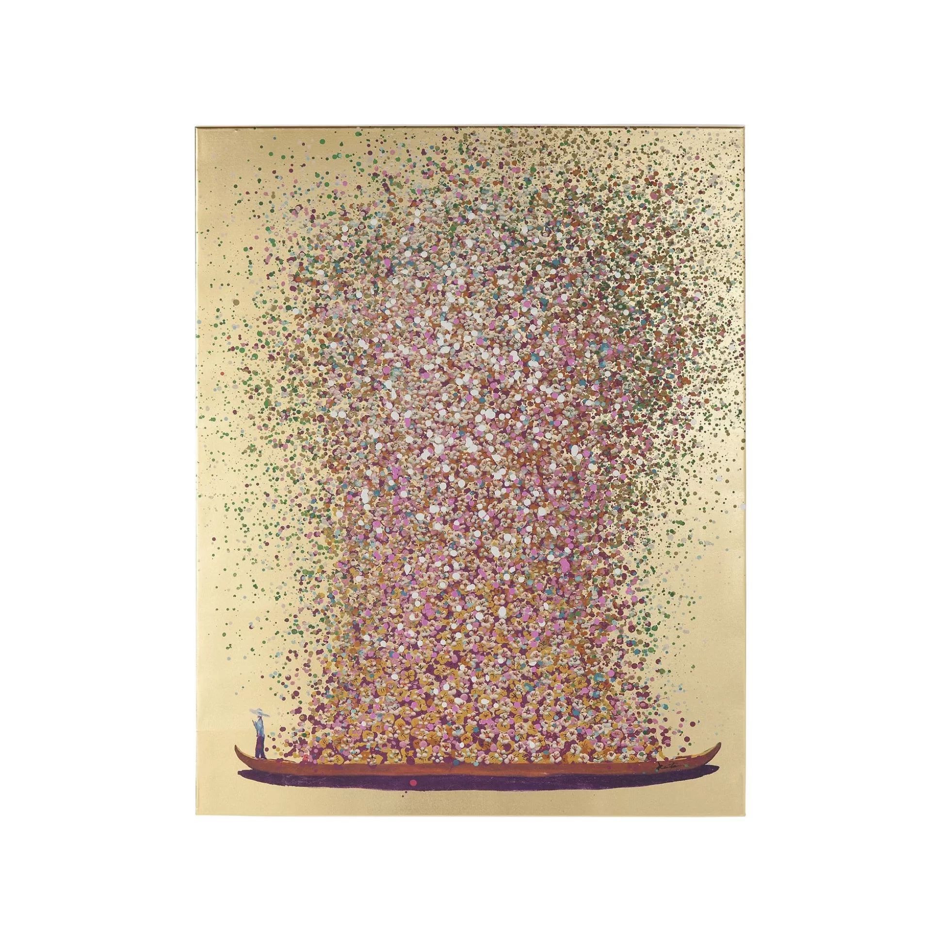 Tableau Touched Fleurs Pirogue Doré Et Rose 120x160cm ^KARE Design Store