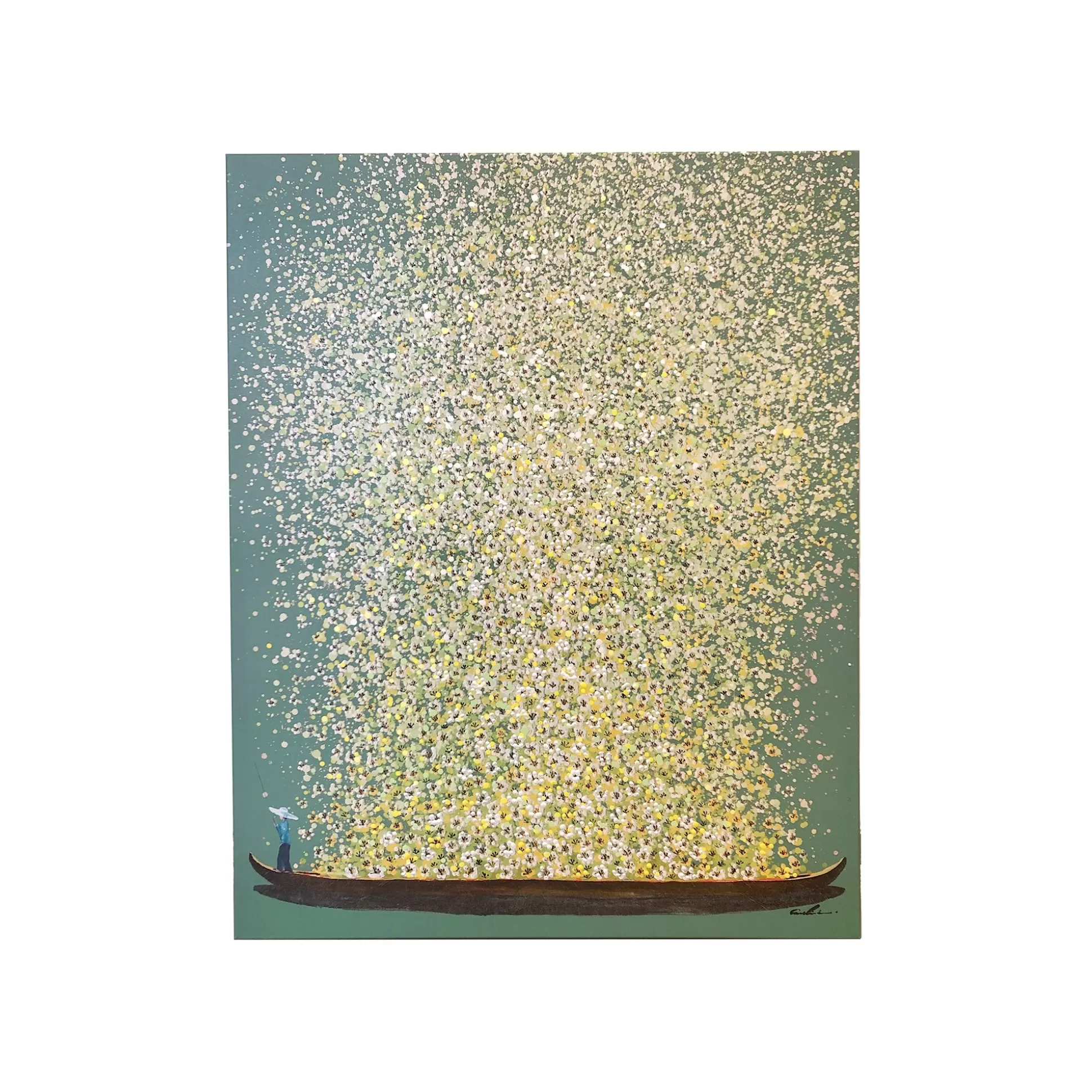Tableau Touched Fleurs Pirogue Vert Et Jaune 80x100cm ^KARE Design Cheap