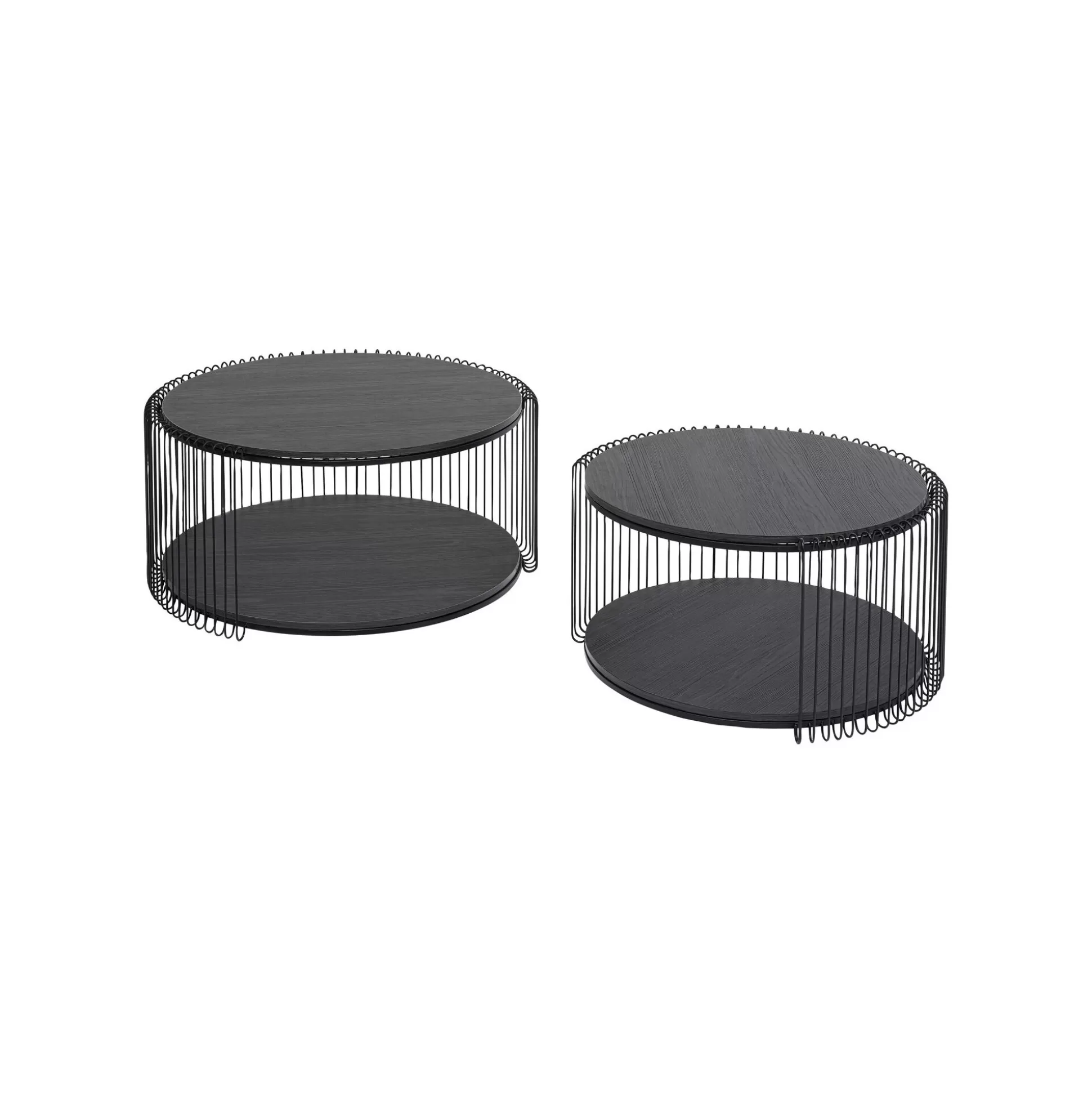 Tables Basses Wire Double Bois Noir Set De 2 ^KARE Design Cheap