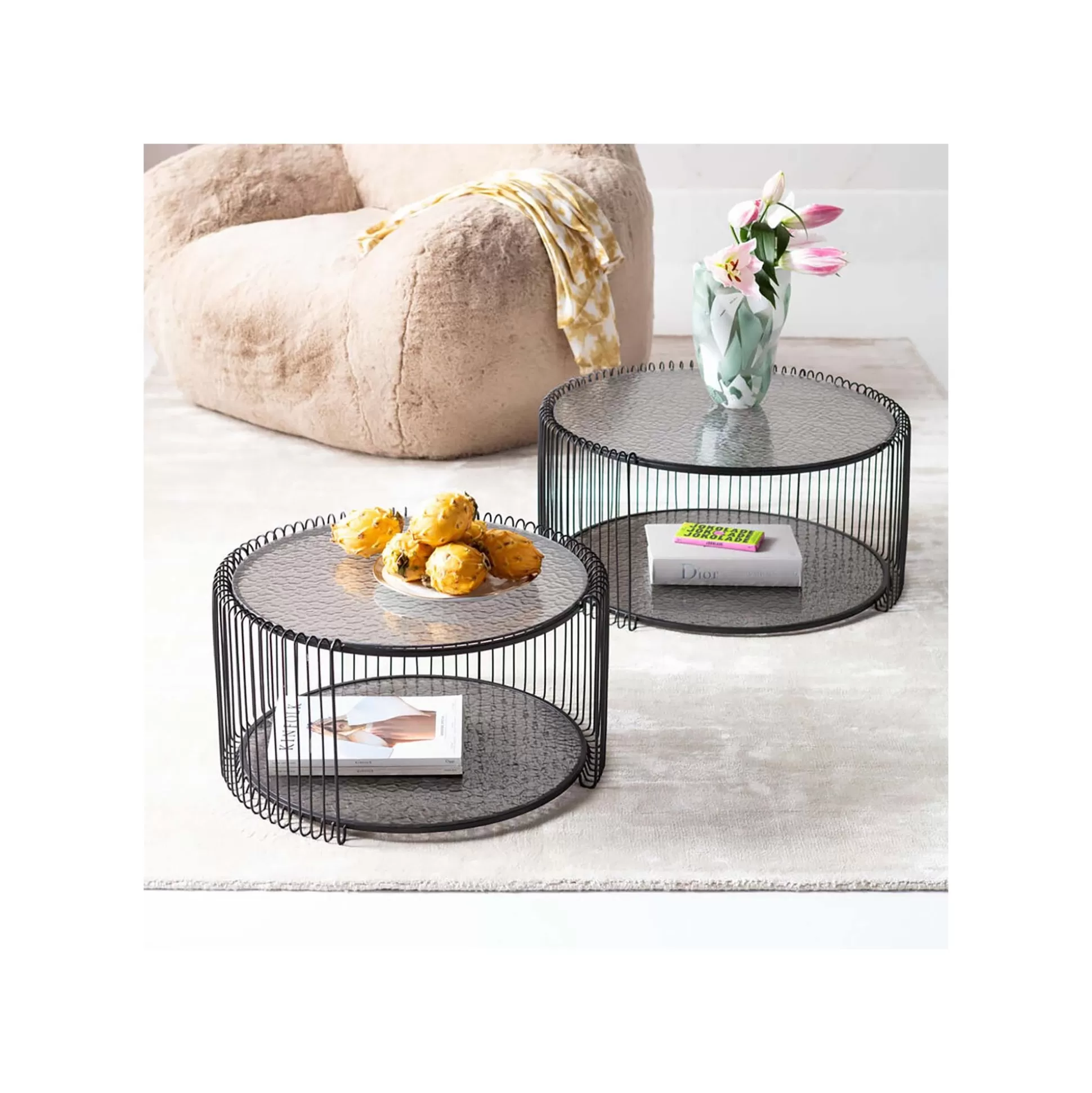 Tables Basses Wire Double Bubble Noires Set De 2 ^KARE Design Cheap