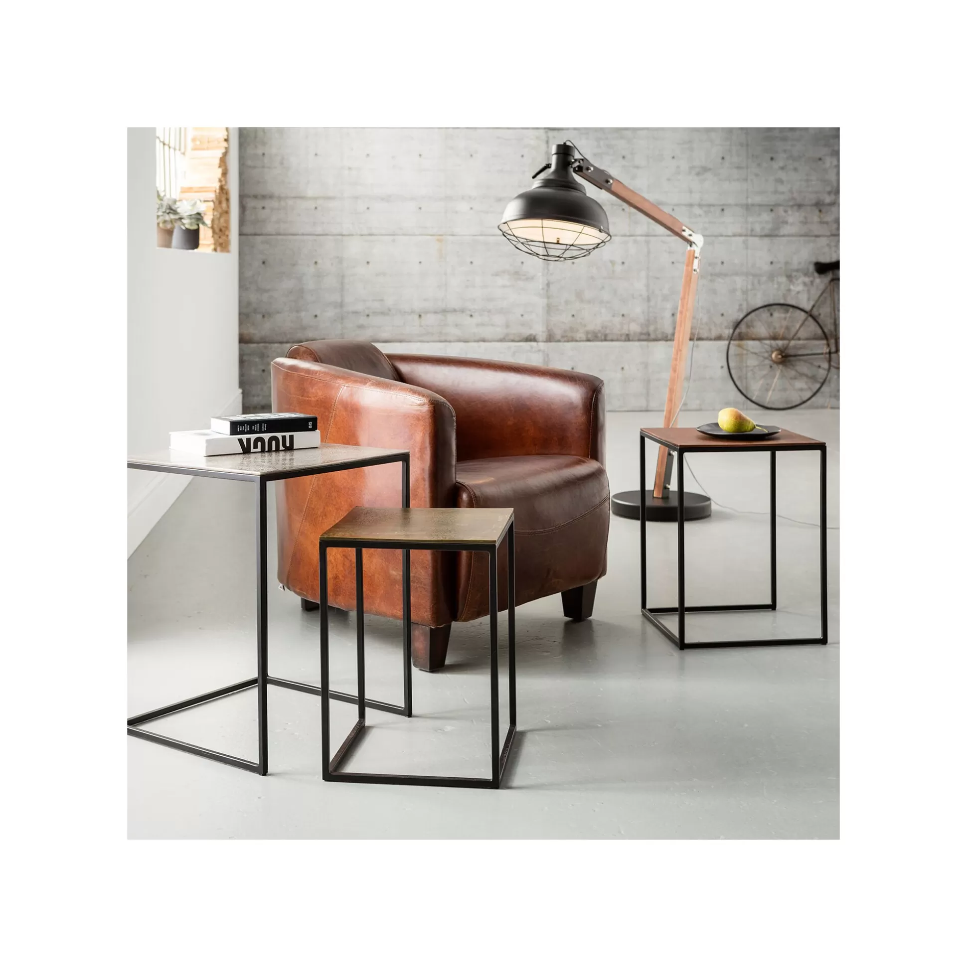 Tables D'appoint Loft Square Vintage Set De 3 ^KARE Design Sale